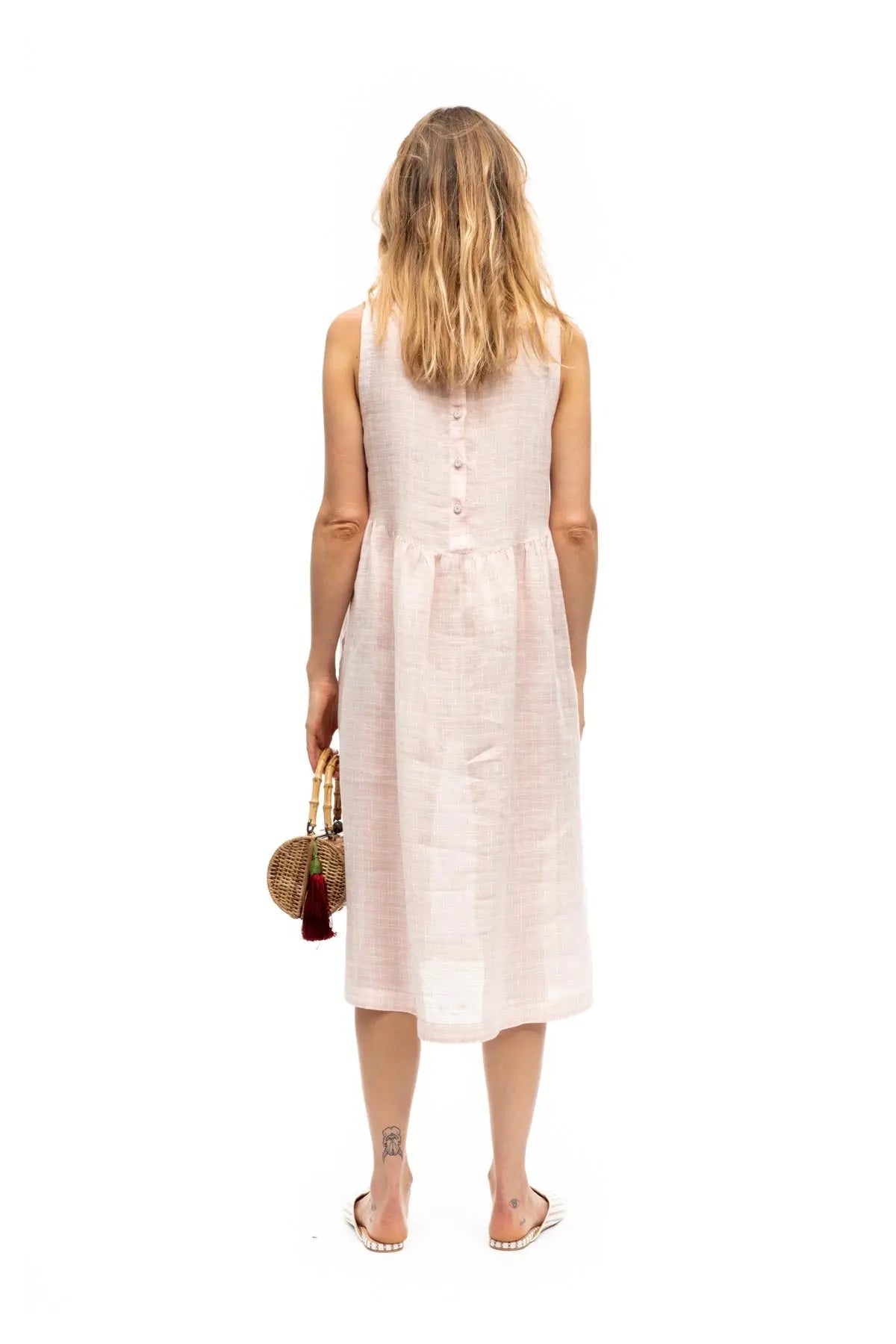 Florence Linen Dress - Pink Plaid Eka