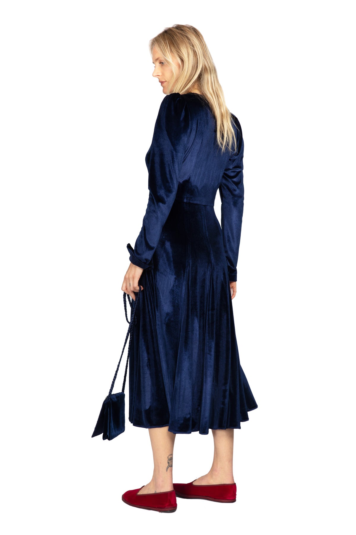 Jemima Velvet Dress - Navy
