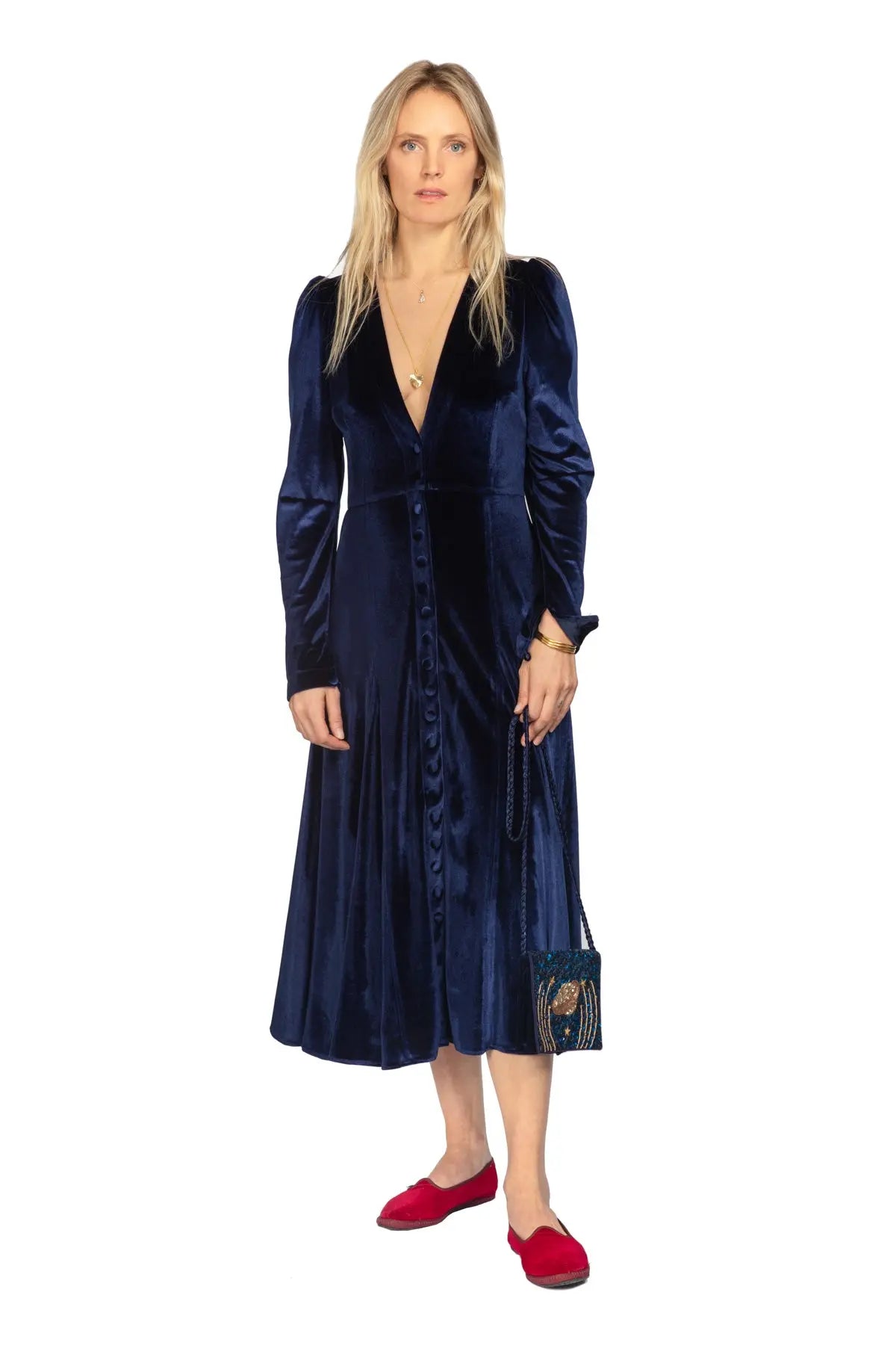 Jemima Velvet Dress - Navy Debonnaire