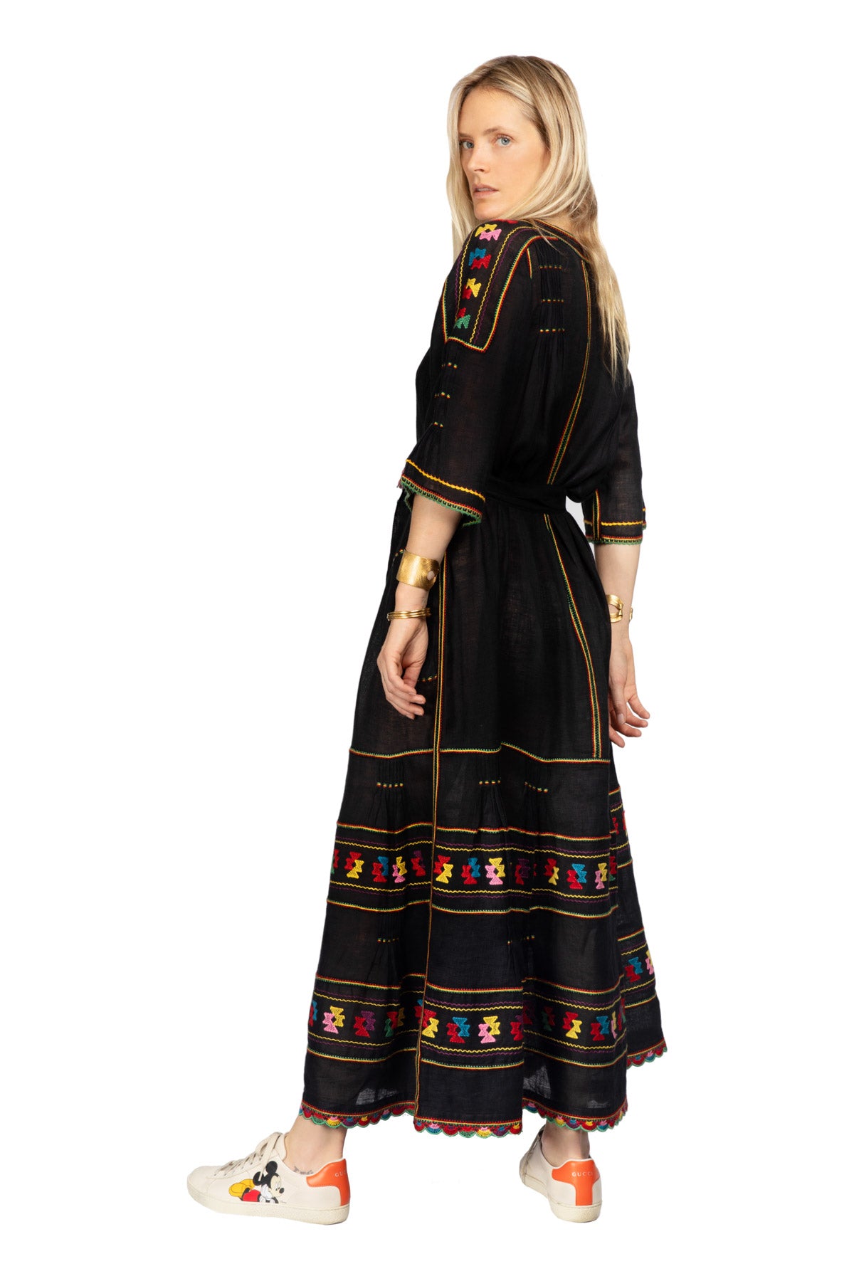 Frida Embroidered Dress - Black