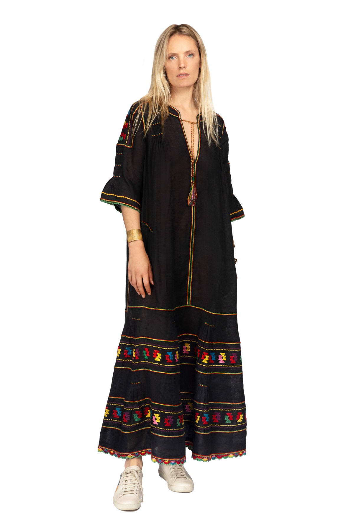 Frida Embroidered Dress - Black
