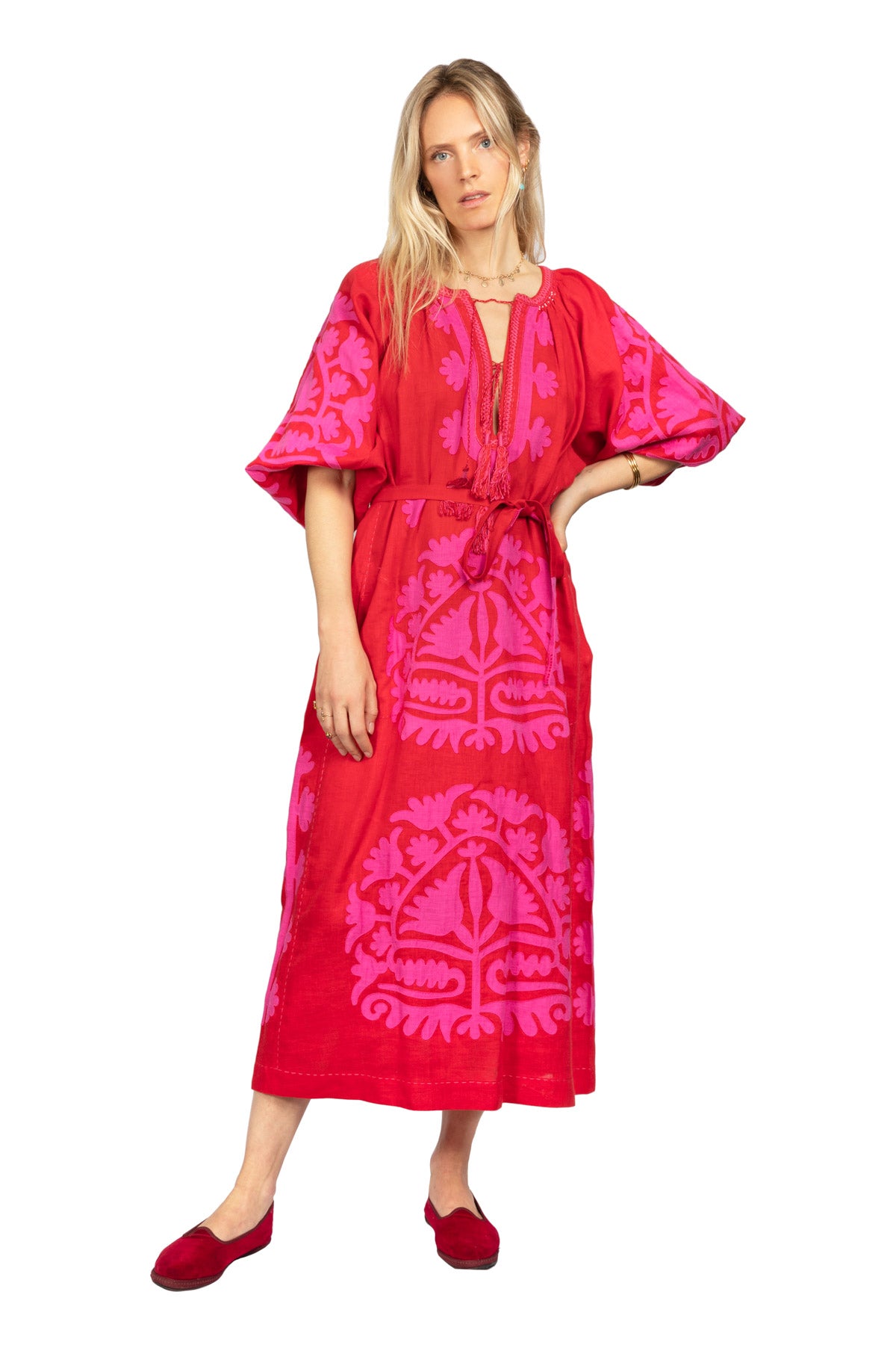 Shalimar Dress - Red & Fuchsia