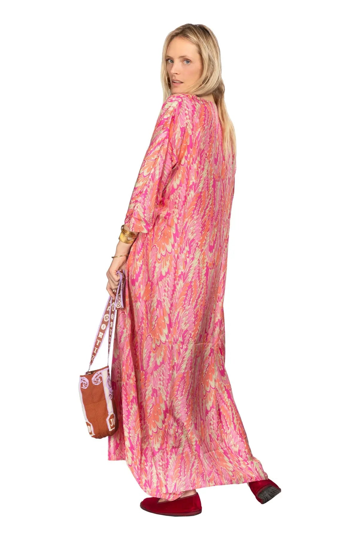Lita Silk Kaftan - Pink Debonnaire