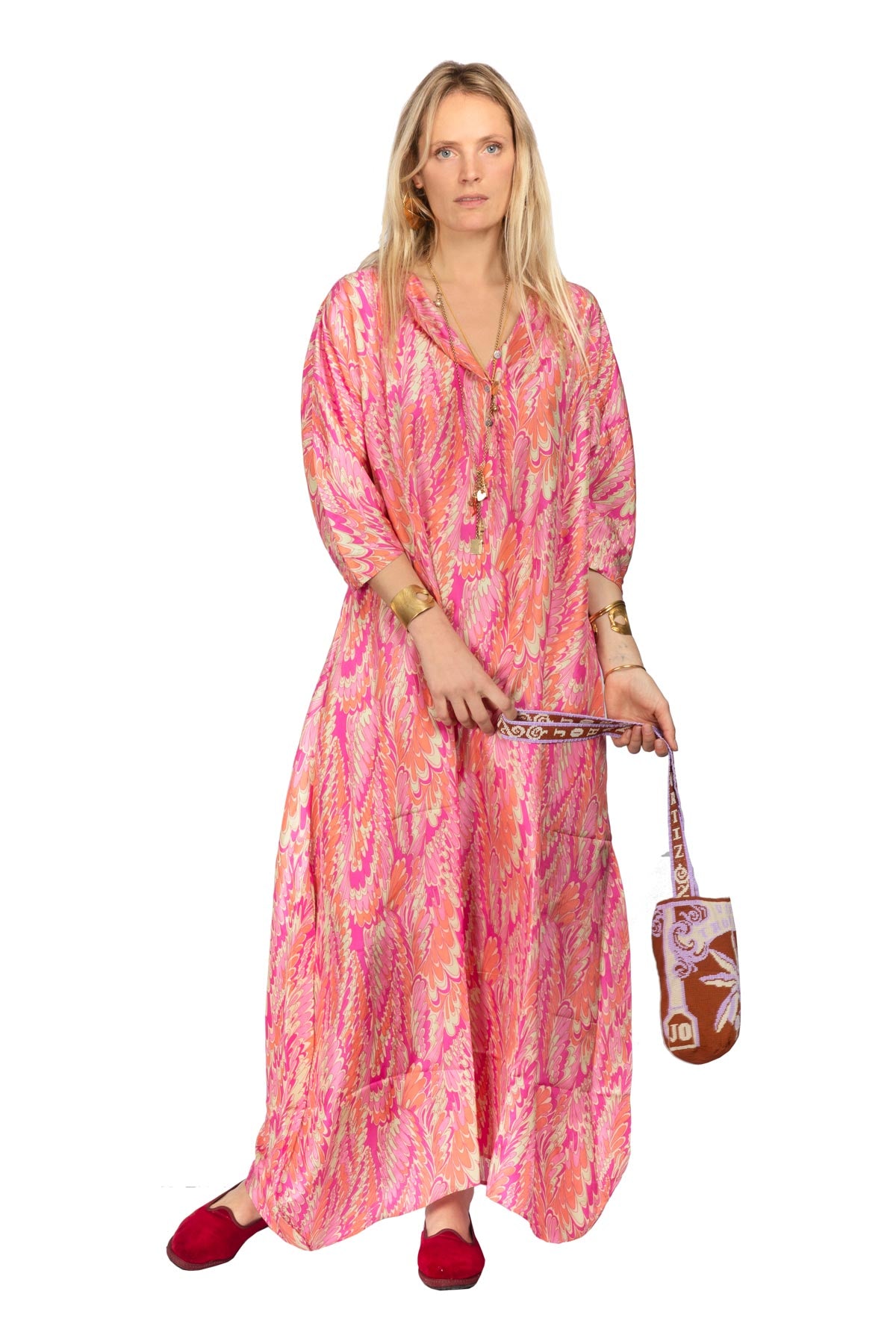 Lita Silk Kaftan - Pink