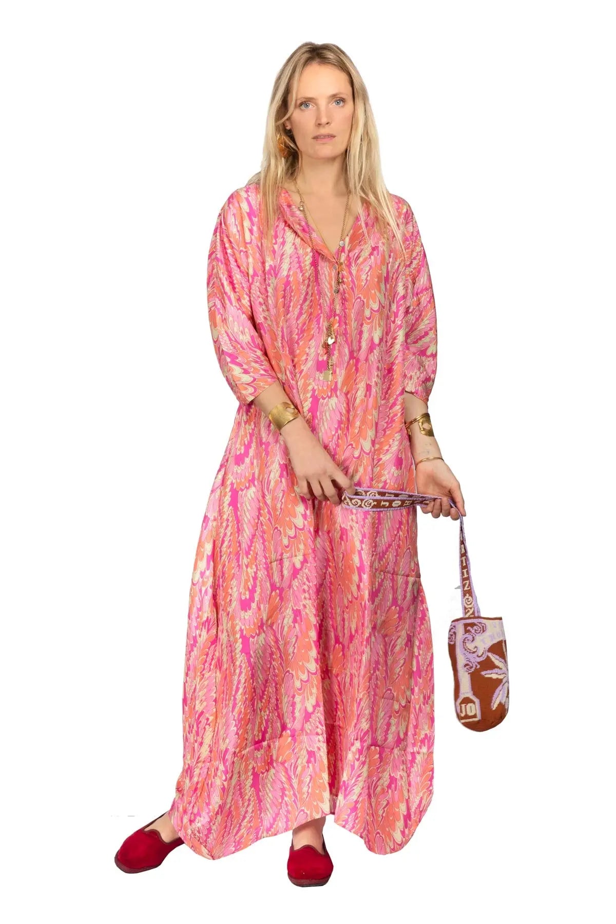 Lita Silk Kaftan - Pink Debonnaire