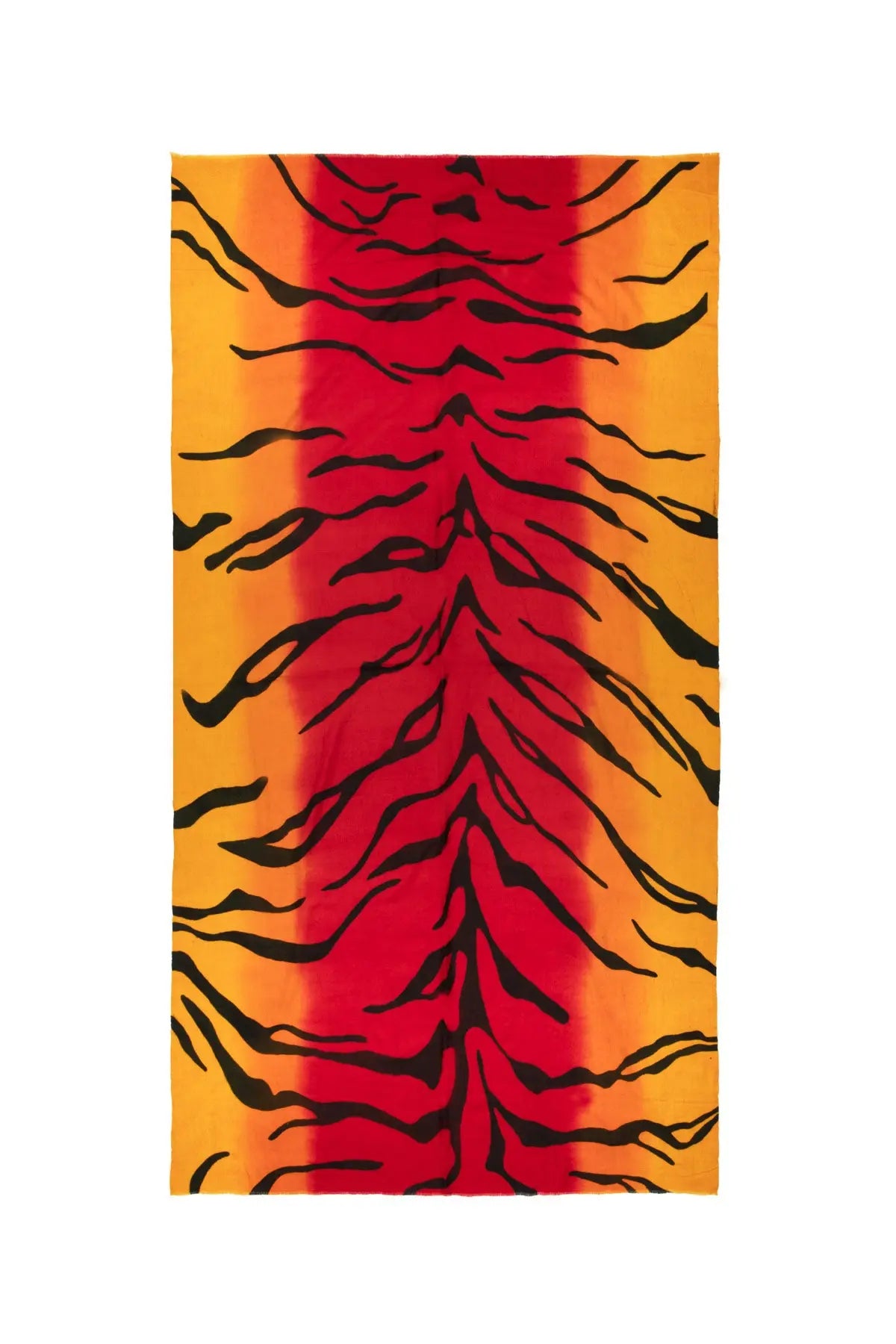Tiger Hand-Painted Ombres Shawl - Red and Orange Debonnaire