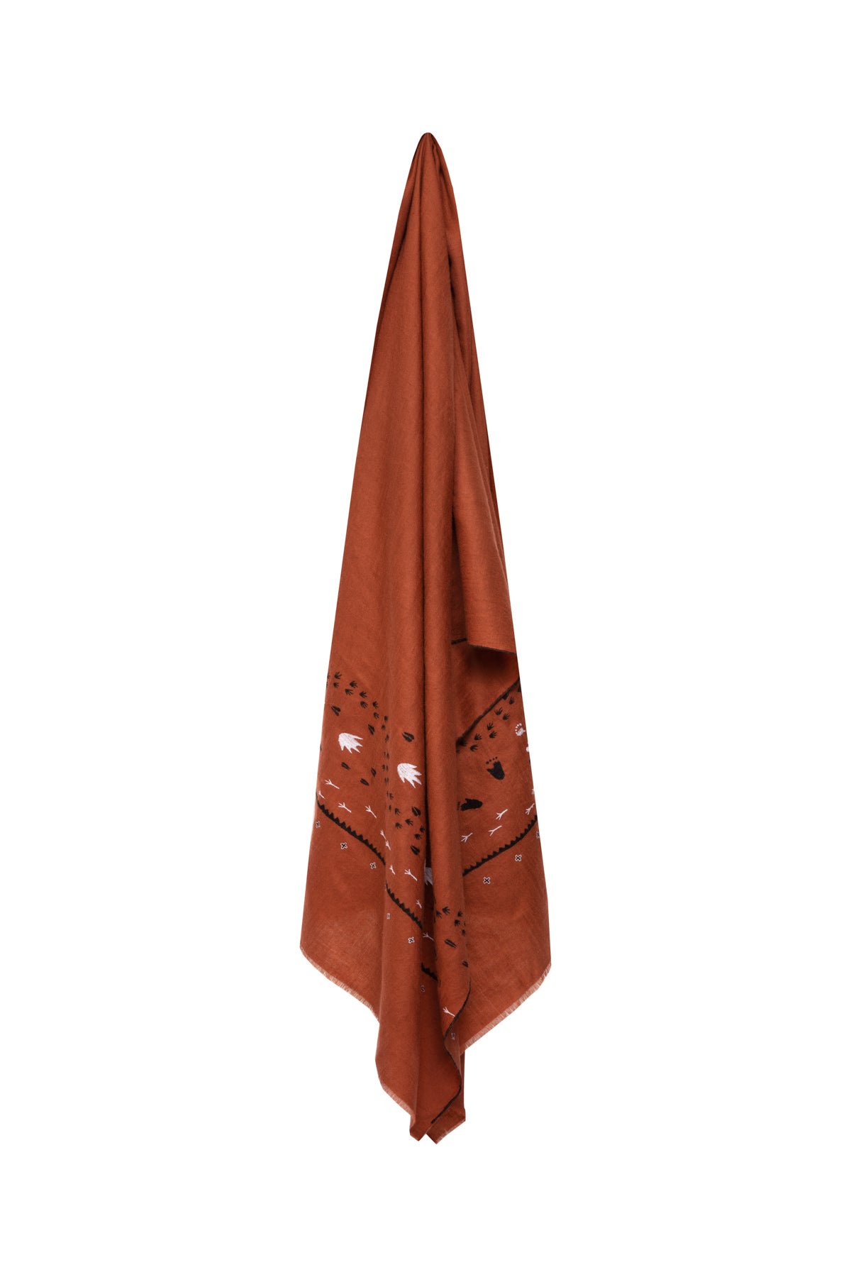 Footprints Embroidered Pashmina Shawl - Brown