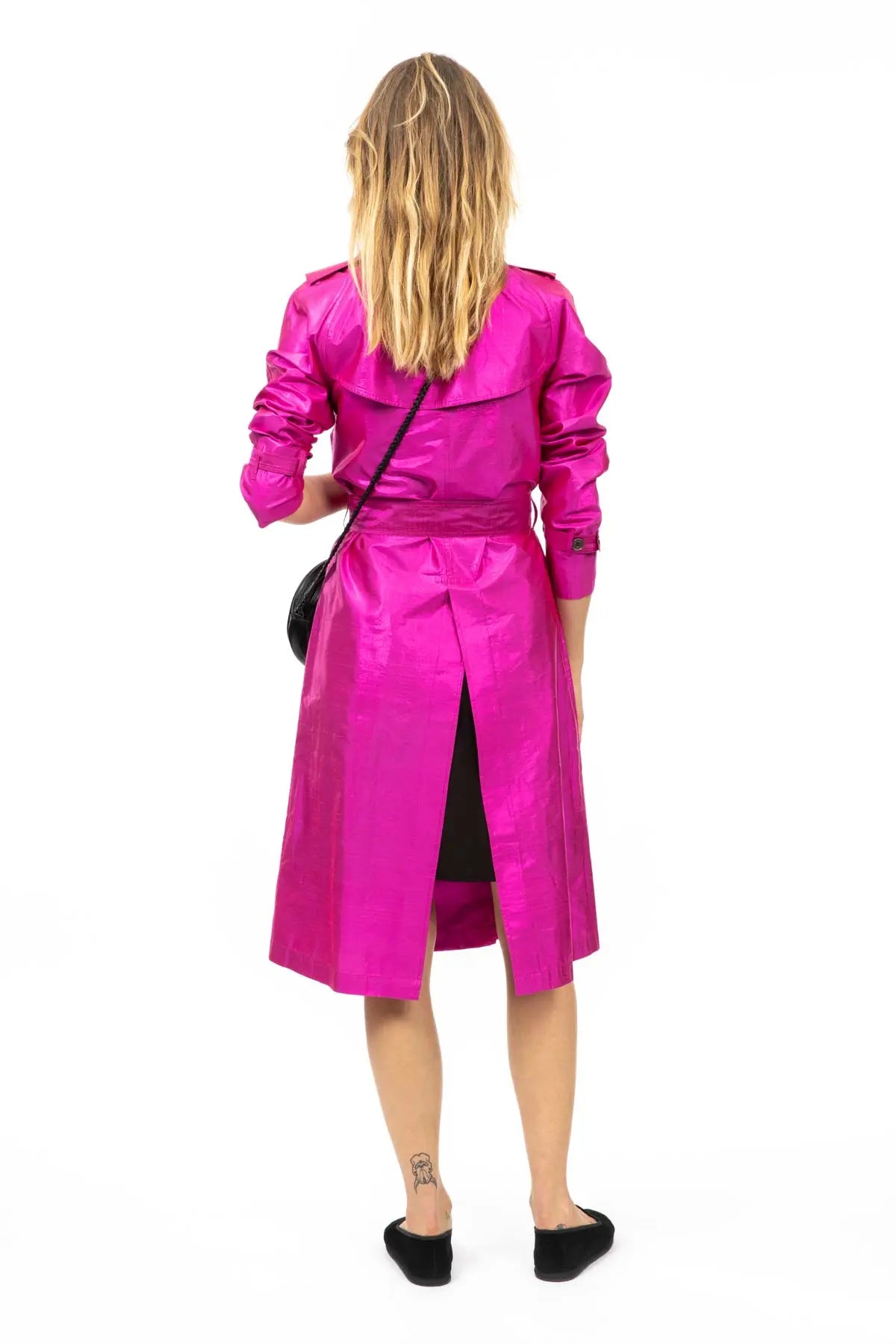 Metallic Silk Trench - Fuchsia Debonnaire