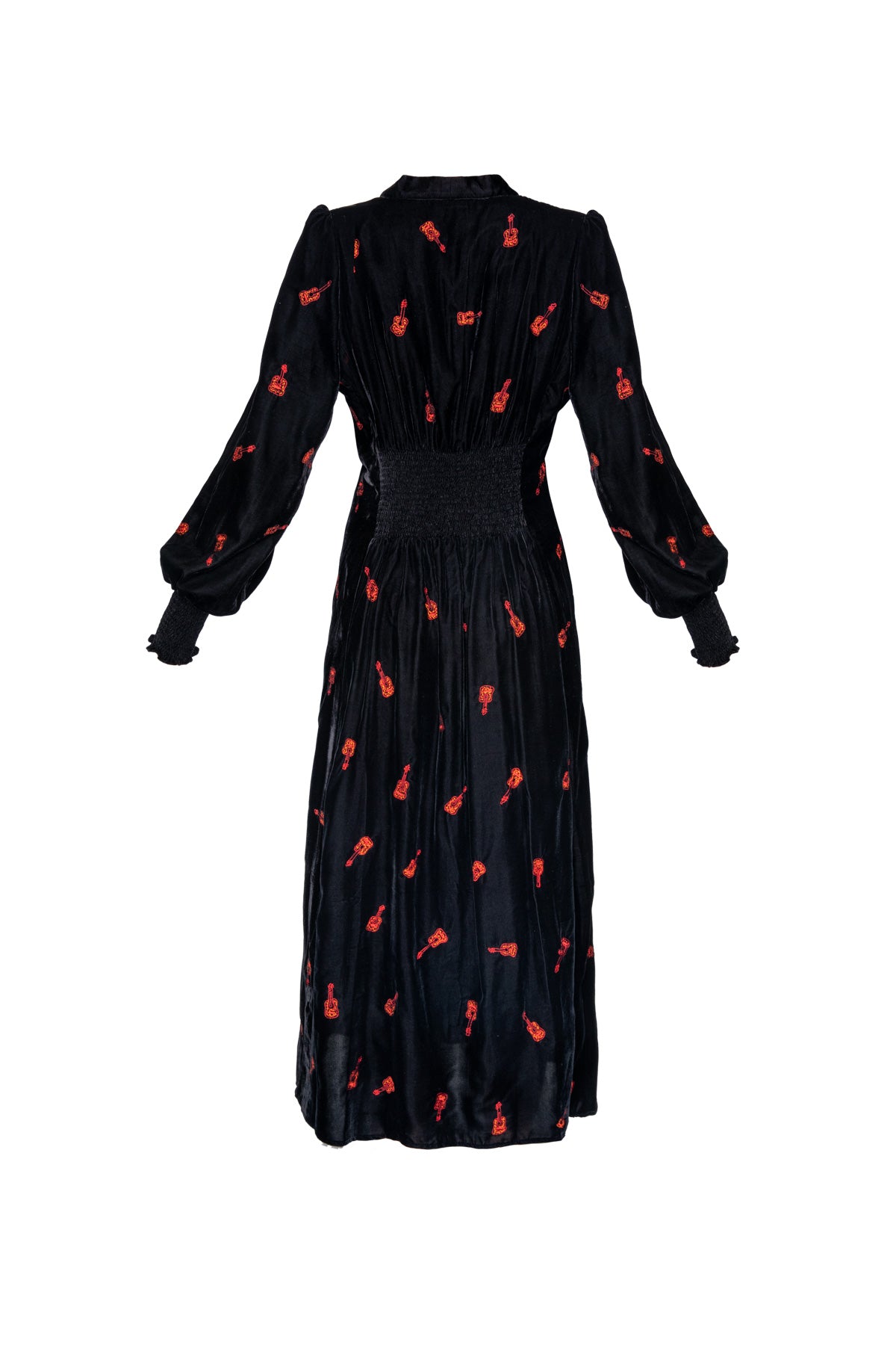 Velvet Boho Guitar Dress - Black