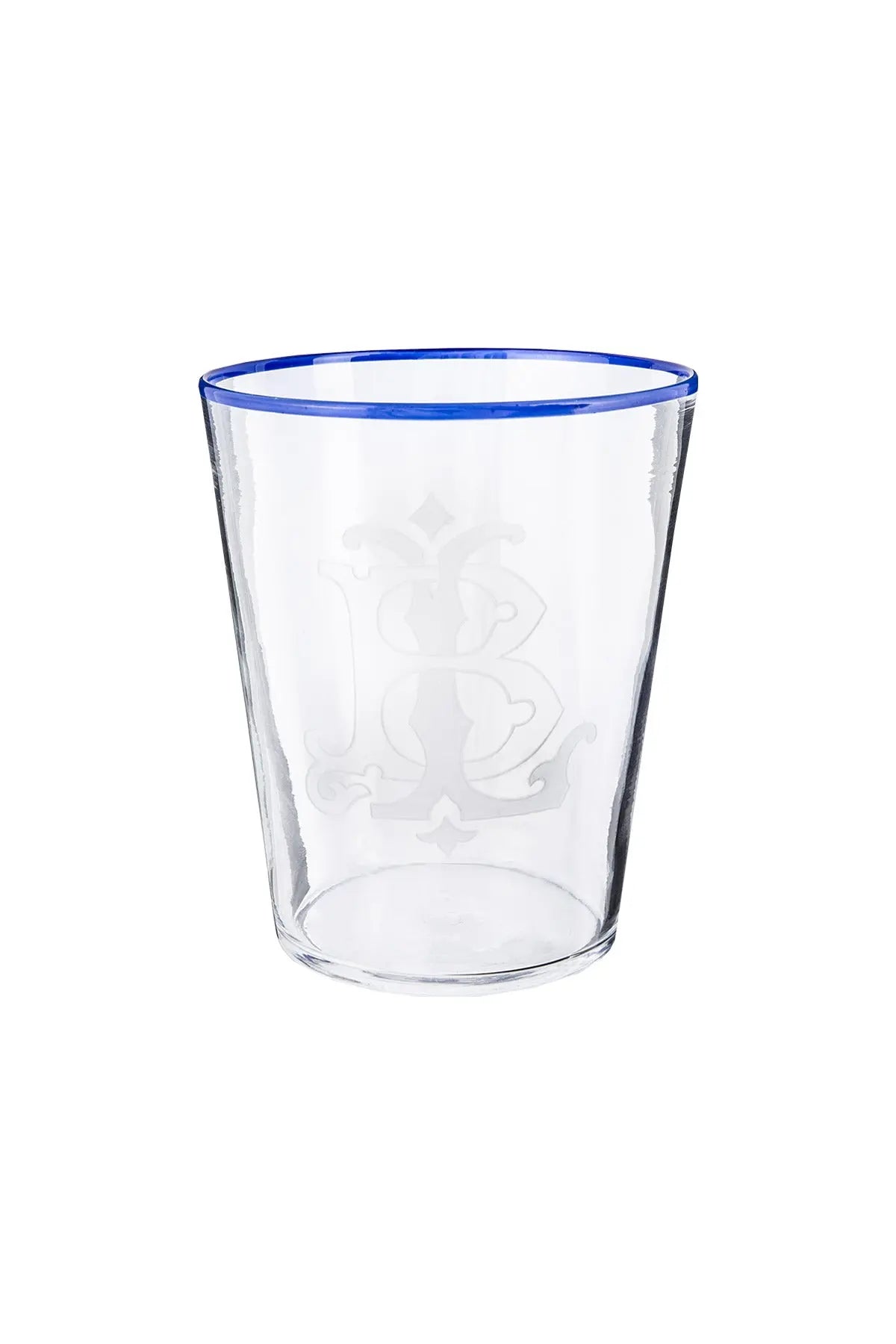 Vaso Glass - Crystal With Blue Rim Giberto