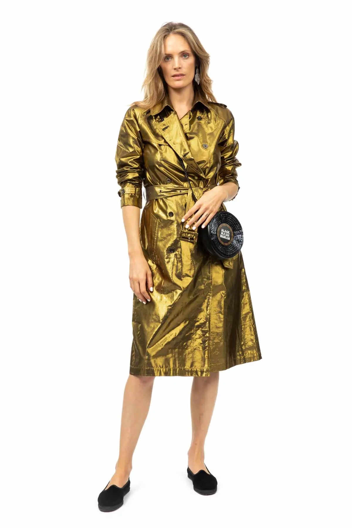 Metallic Silk Trench - Gold Debonnaire