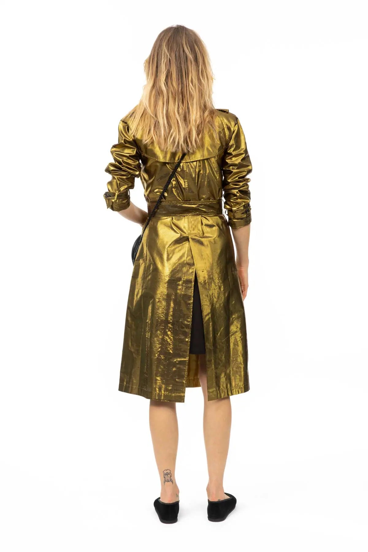 Metallic Silk Trench - Gold Debonnaire