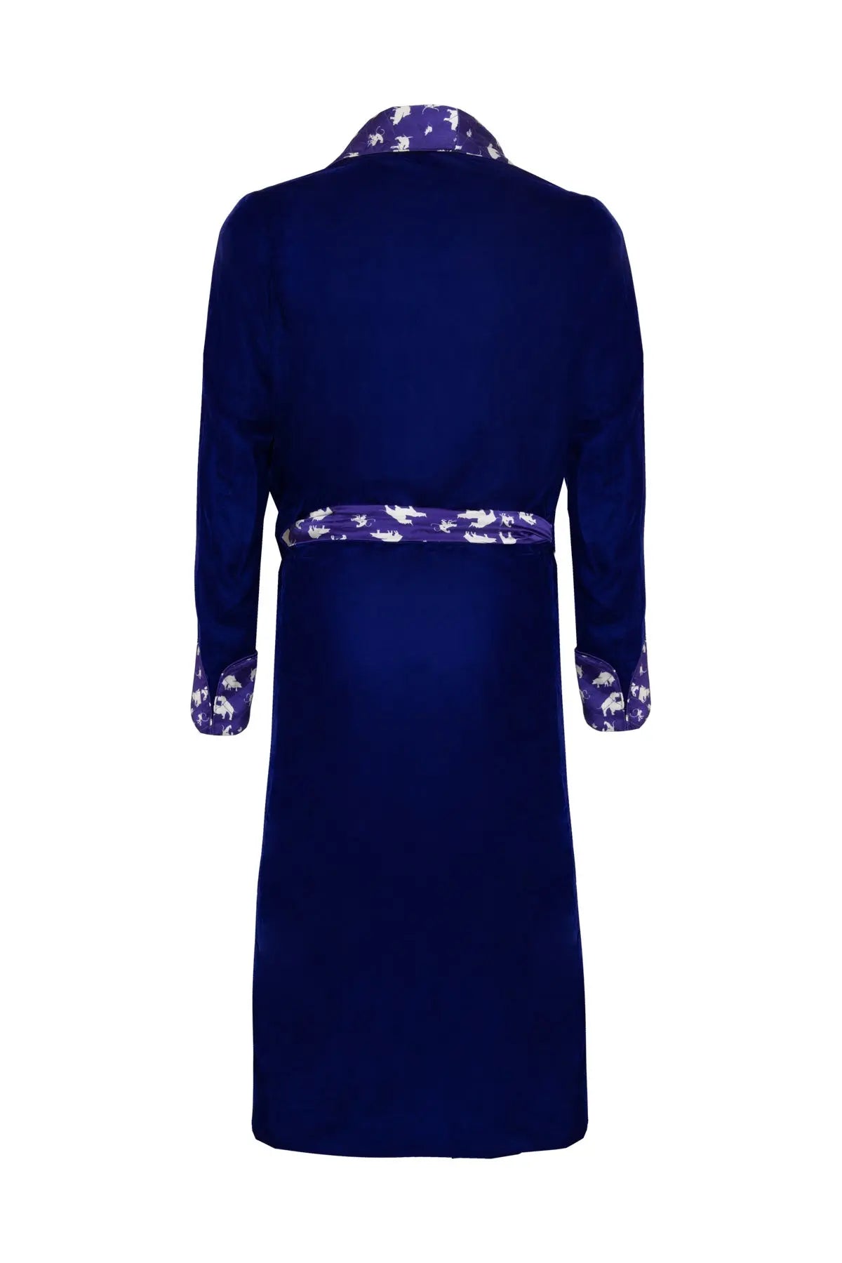 Silk & Velvet Naughty Print Dressing Gown - Blue Debonnaire