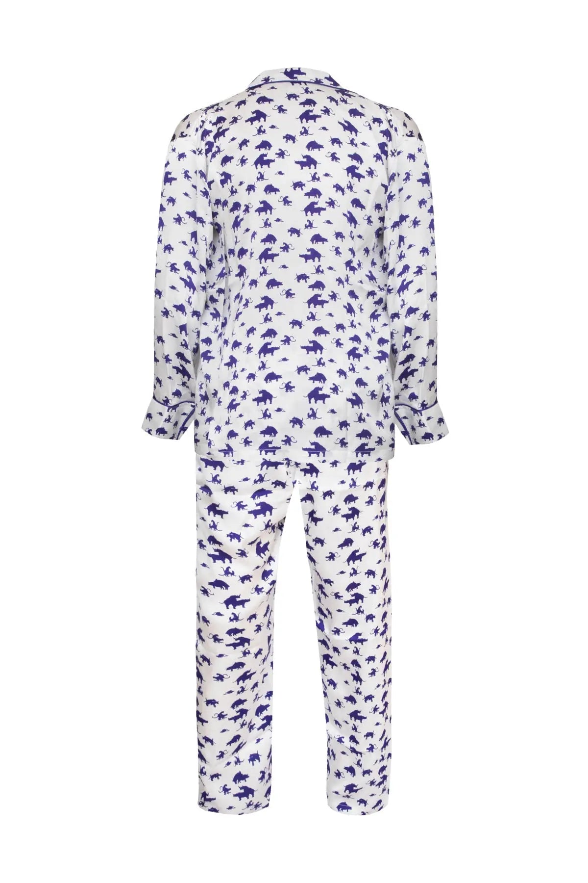 Naughty Print Silk Pyjamas - Blue Debonnaire