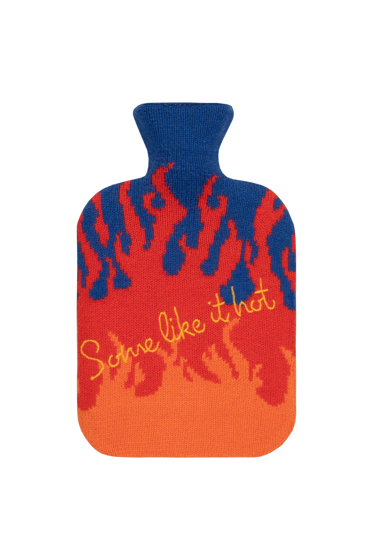 Flames Hot Water Bottle Cover - Blue