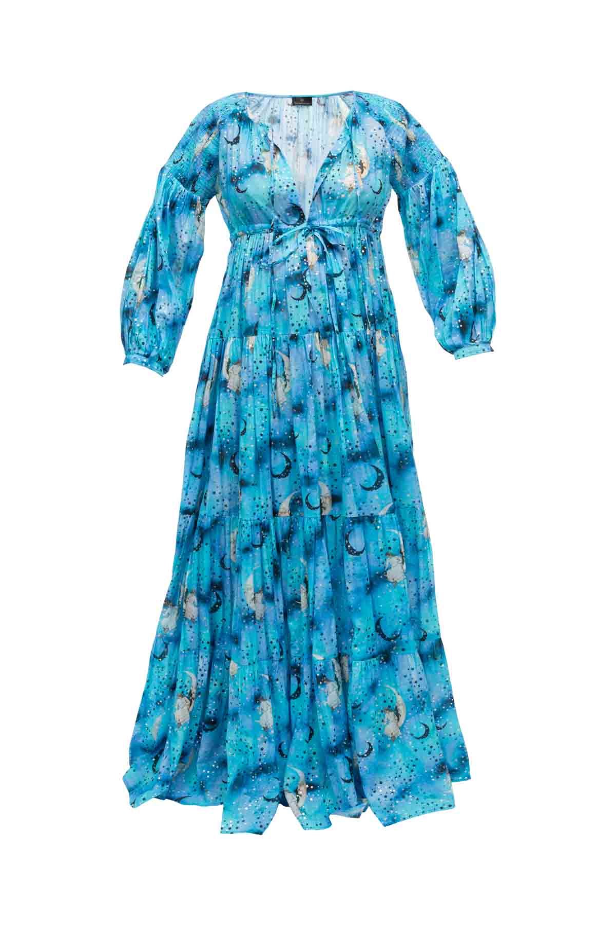 Long Cotton Sun Dress - Blue