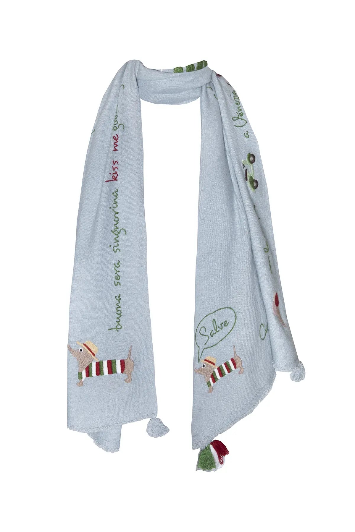 Italian Holiday Shawl - Pearl Blue The Holy Goat