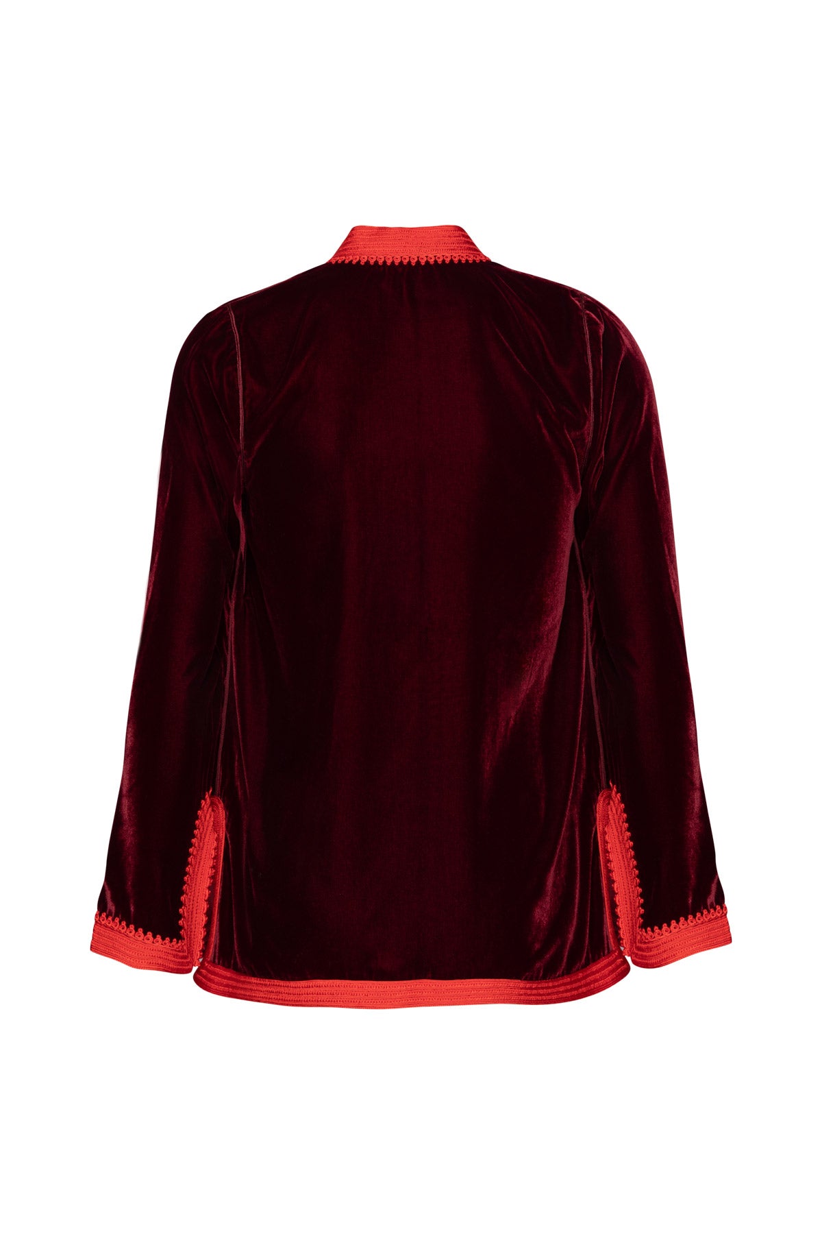 Women's Moroccan Velvet Jacket - Burgundy