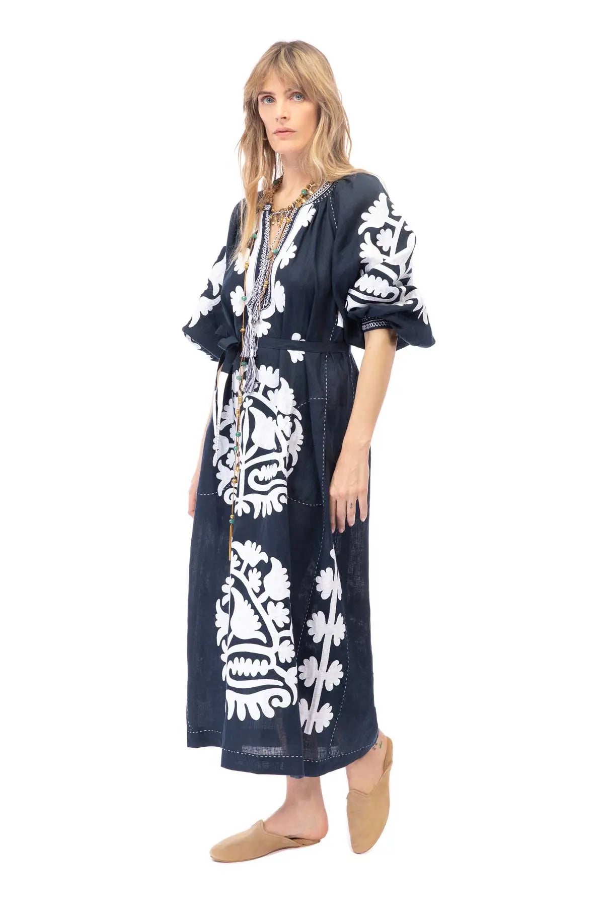 Shalimar Dress - Navy & White Vita Kin