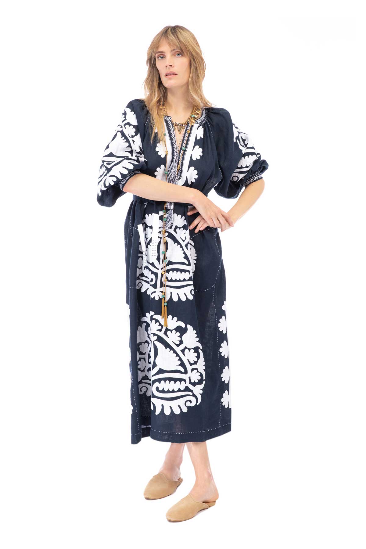 Shalimar Dress - Navy & White