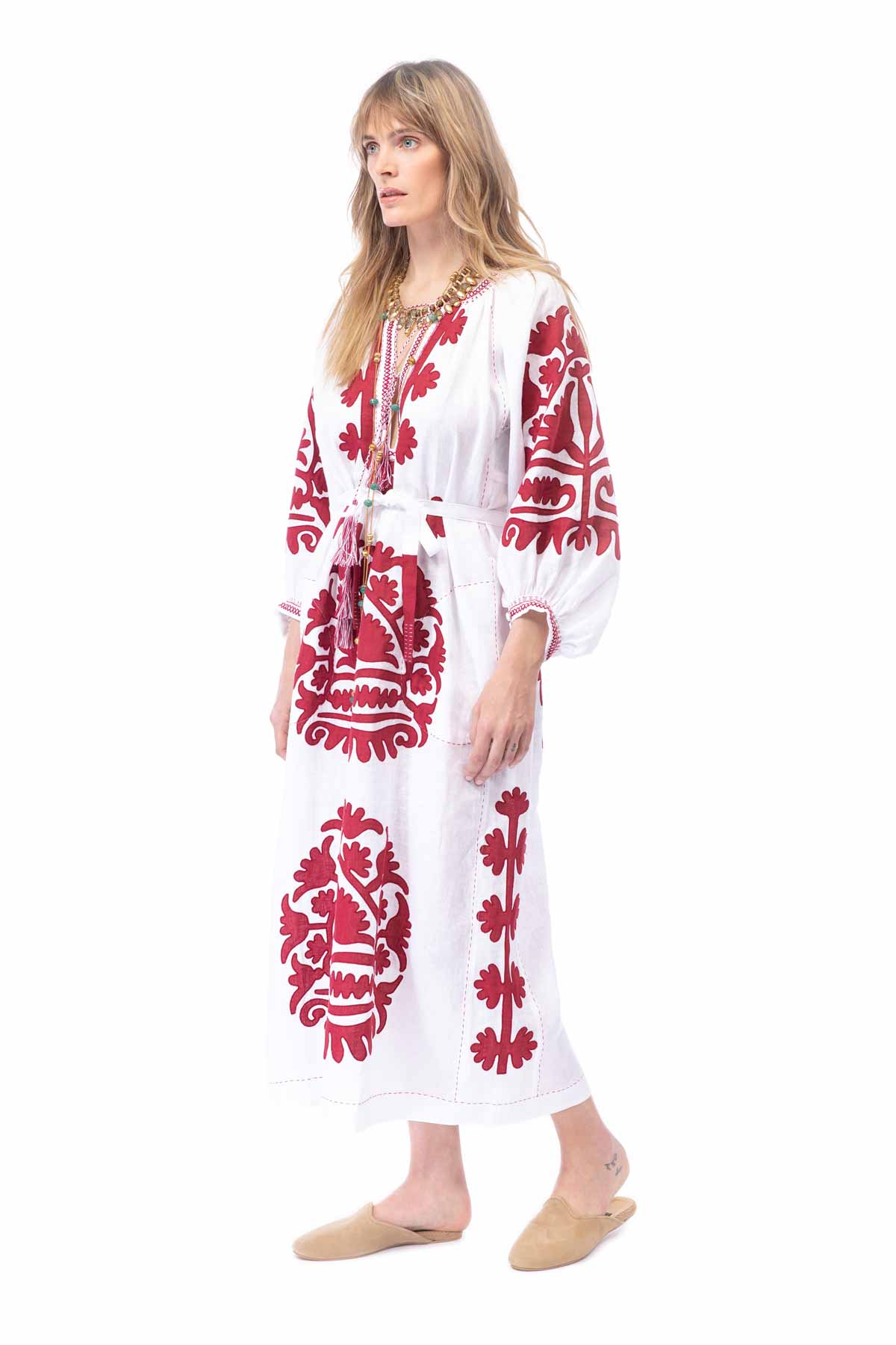 Shalimar Dress - White & Red