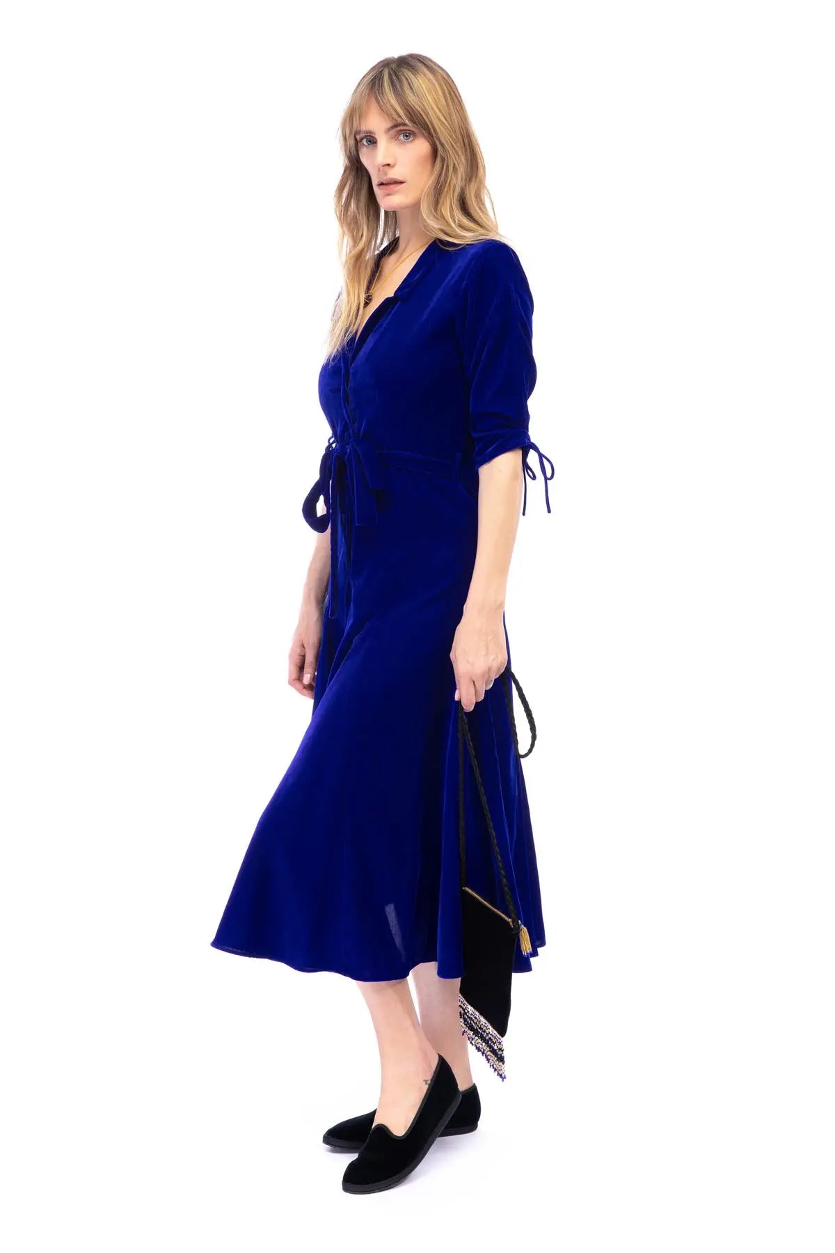 Bugesha Velvet Dress - Blue Debonnaire