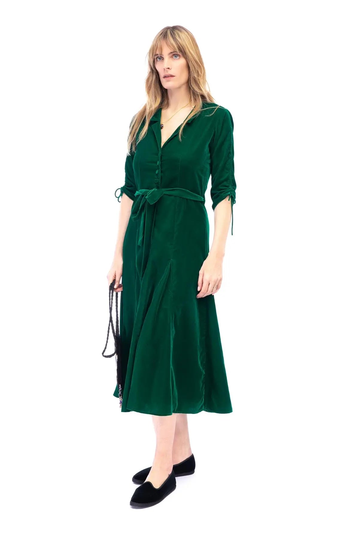 Bugesha Velvet Dress - Green Debonnaire