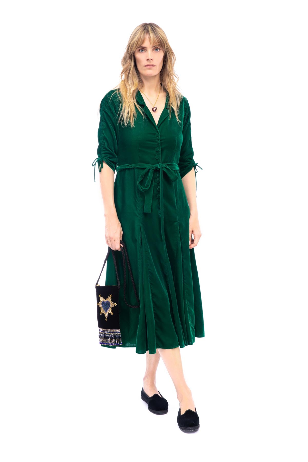 Bugesha Velvet Dress - Green