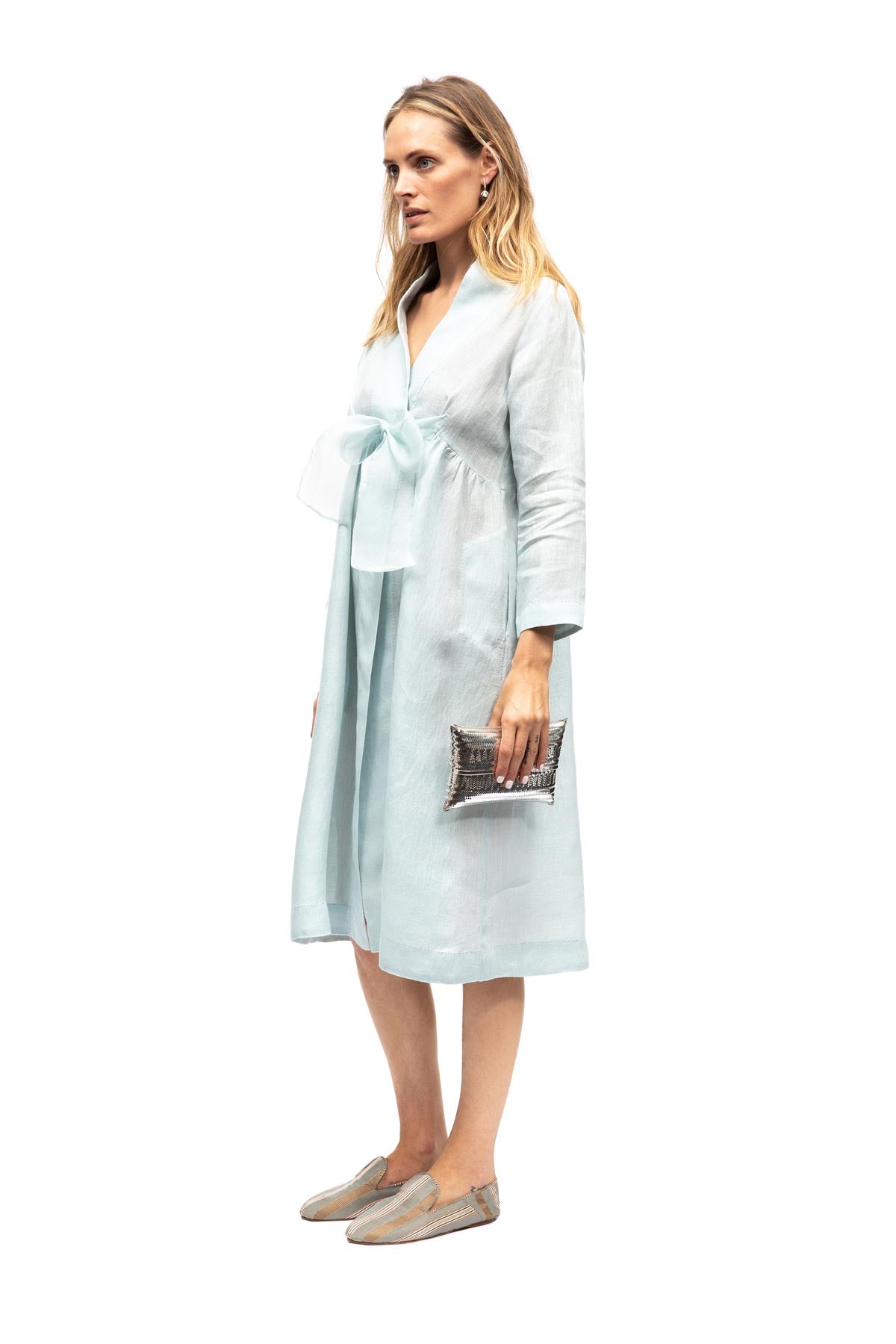 Organza Linen Dress - Pale Blue