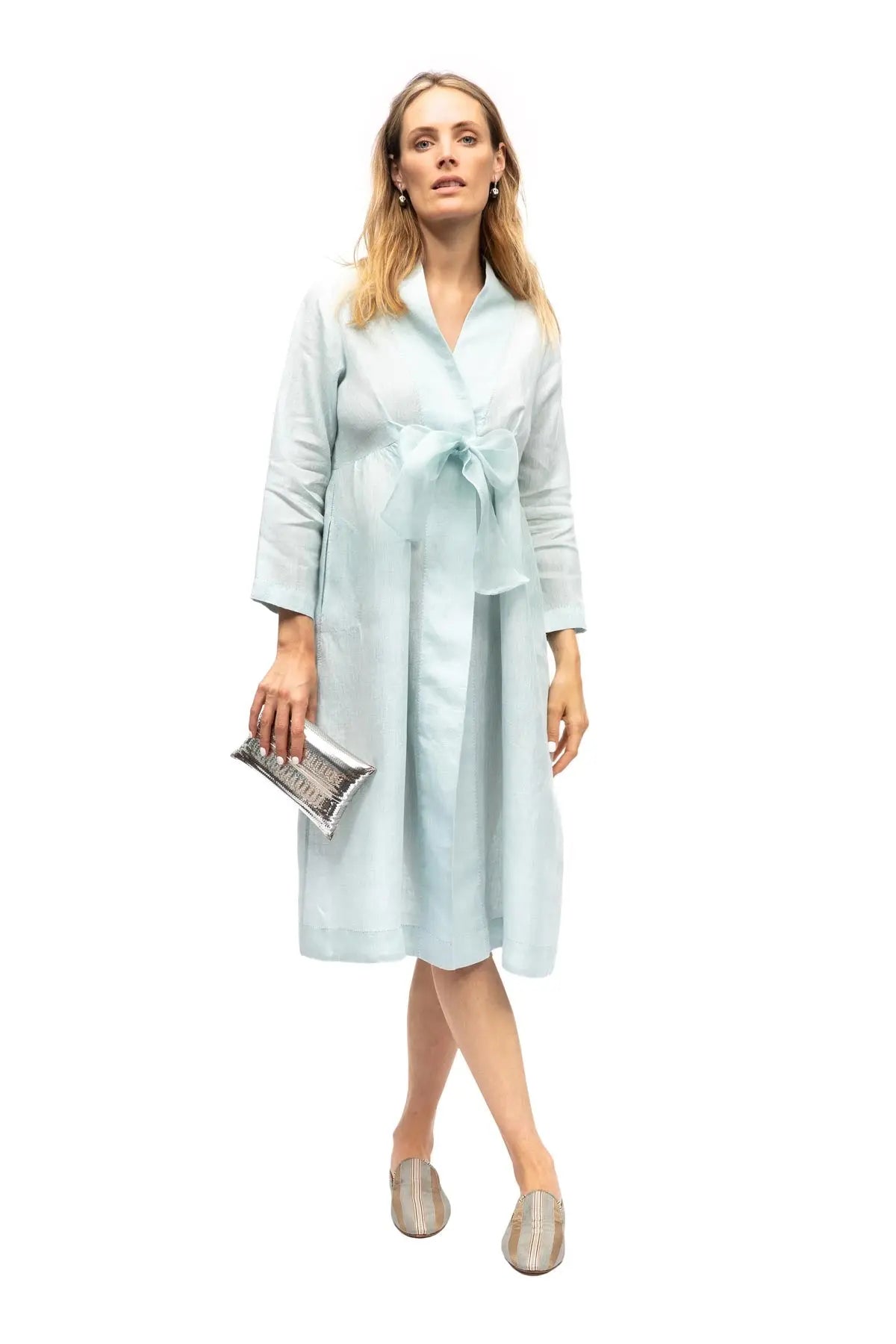 Organza Linen Dress - Pale Blue Eka