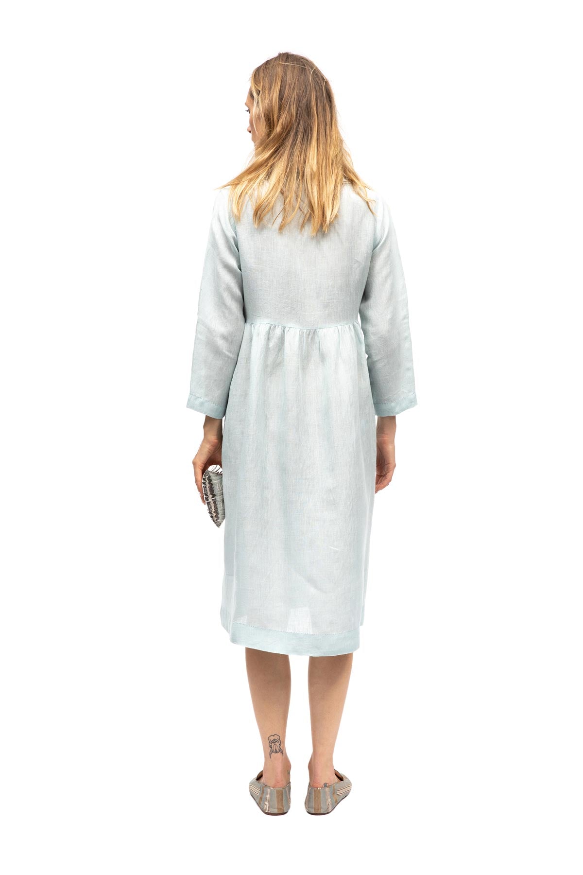 Organza Linen Dress - Pale Blue