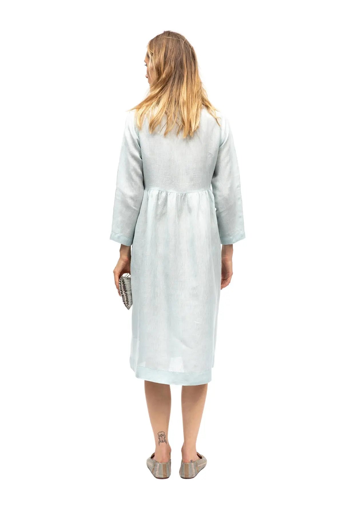Organza Linen Dress - Pale Blue Eka