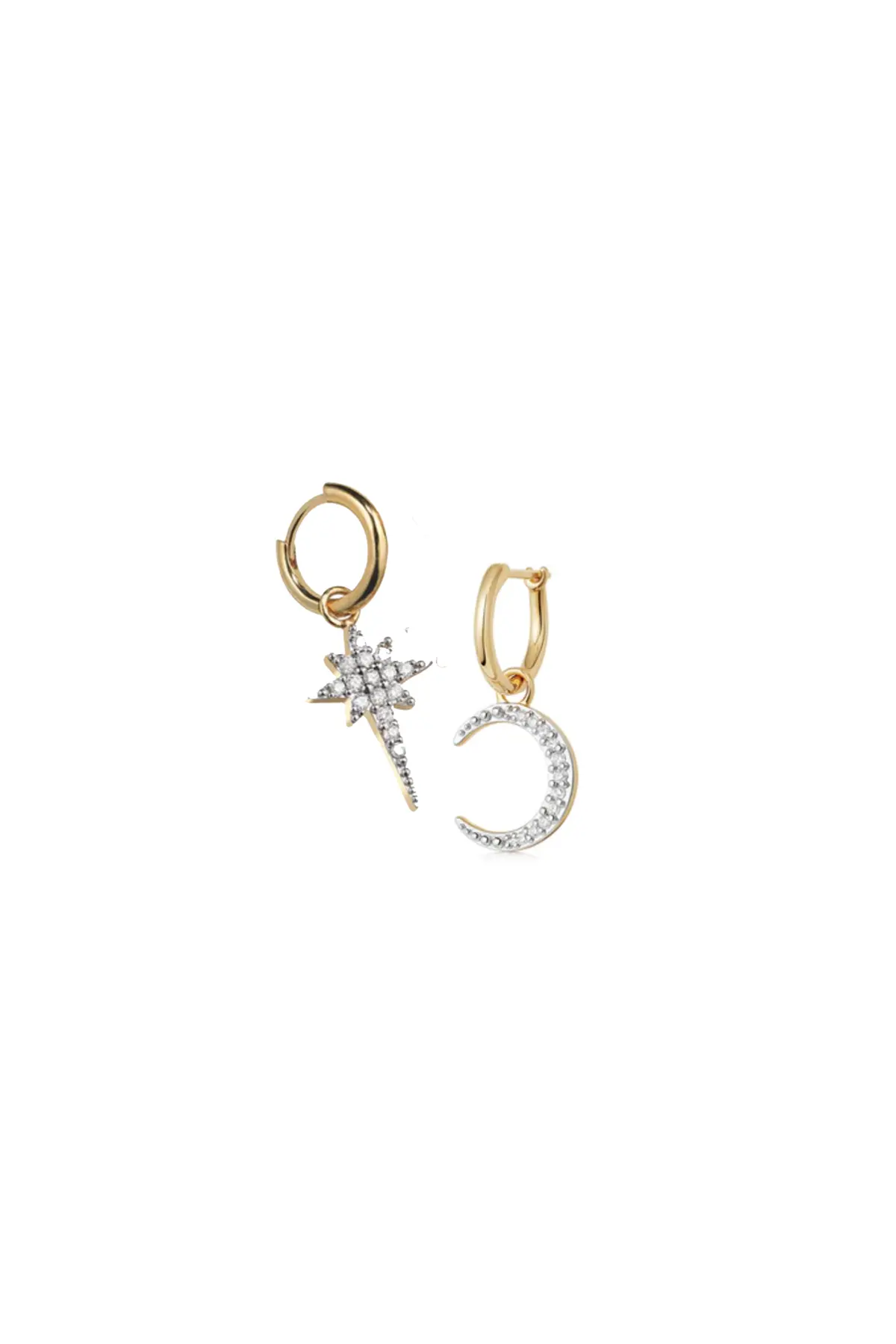 Luna & Fallen Star Diamond Hoop Earrings Sophie Lis
