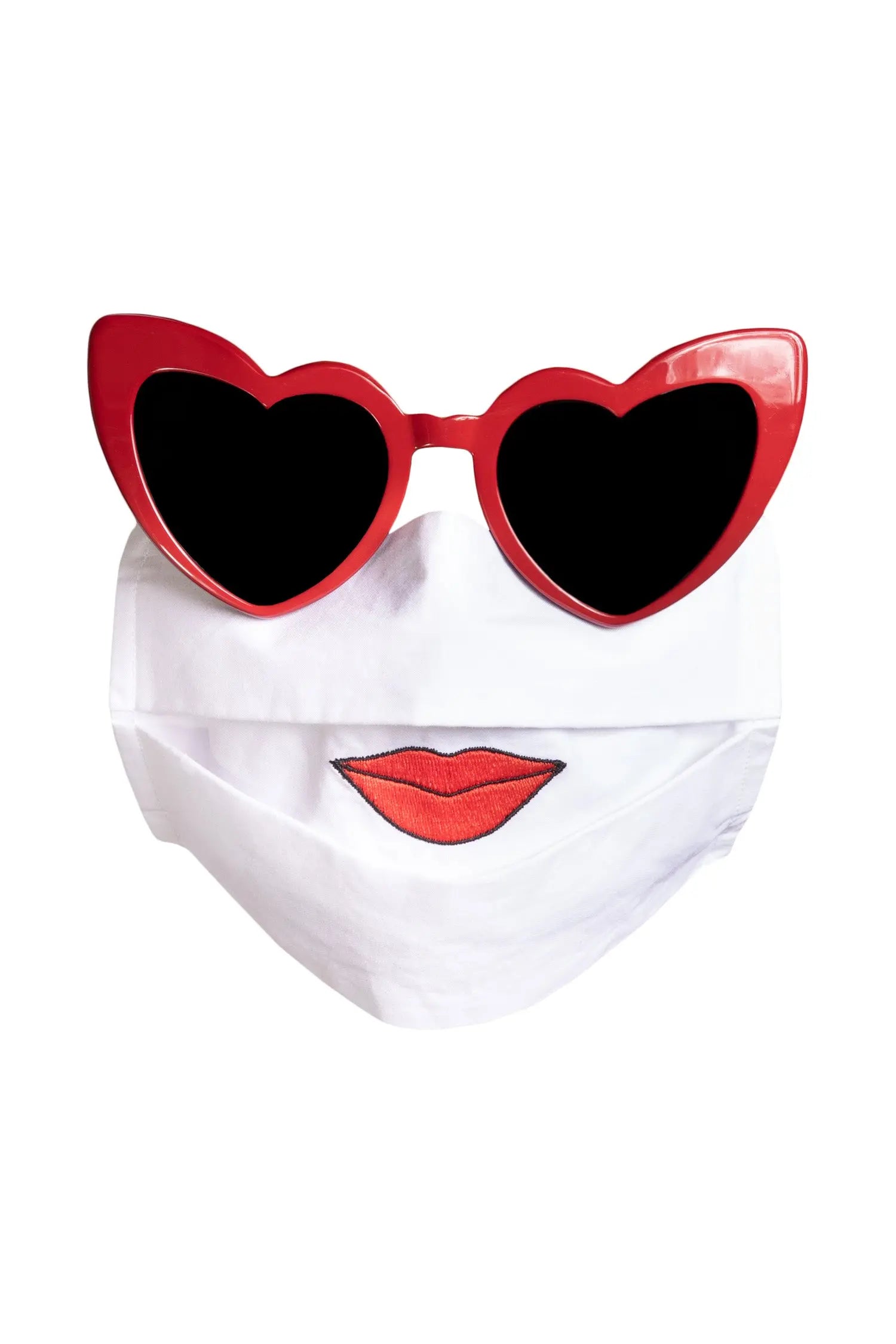White Cotton Face Mask - Lips Anne Singer Collection