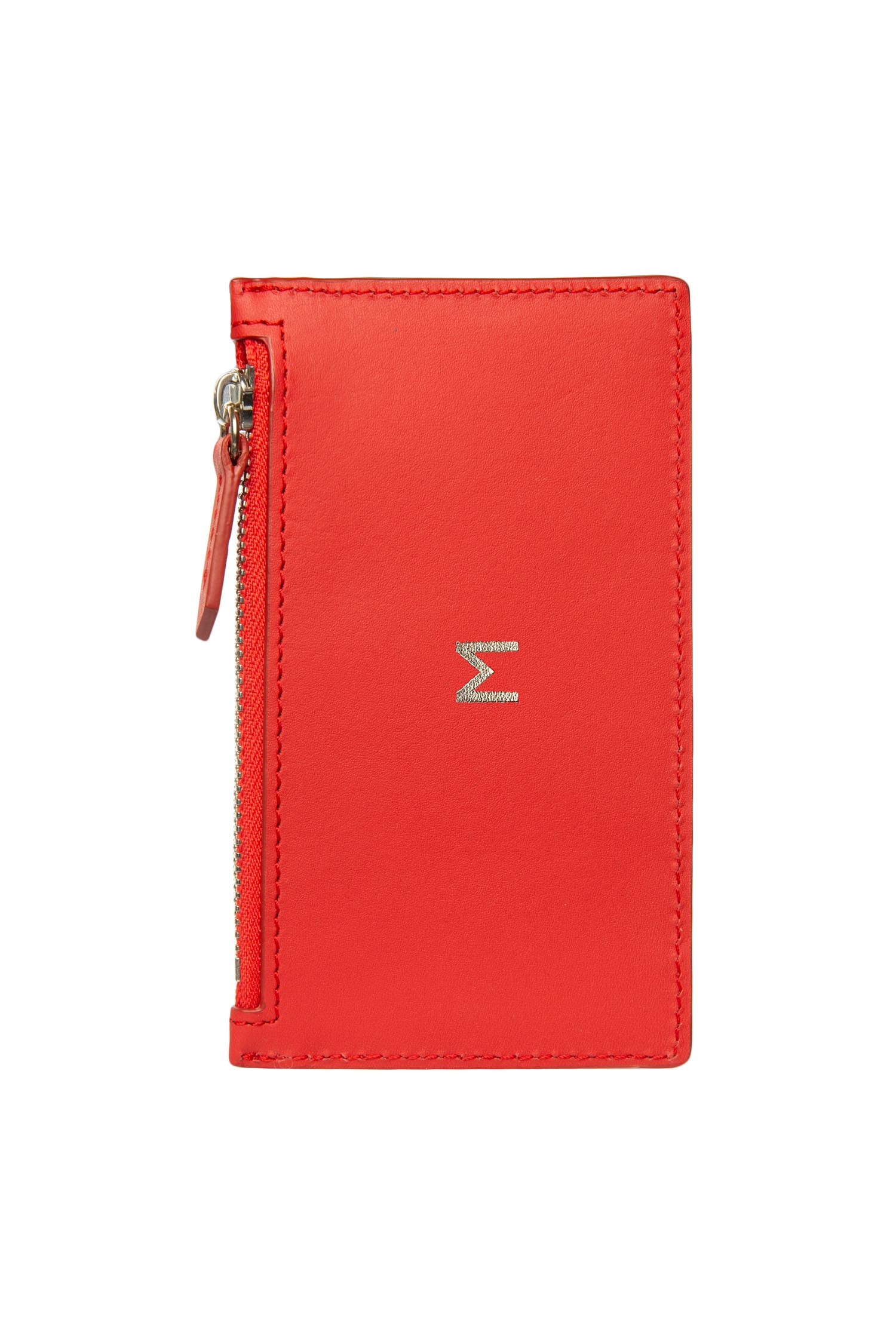 Leather Zip Card Holder - Red