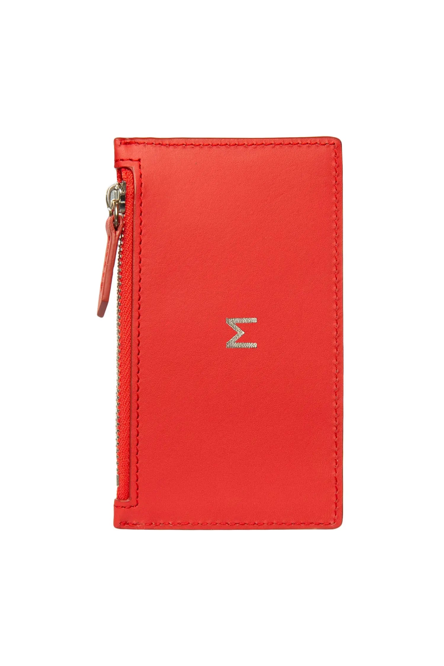 Leather Zip Card Holder - Red Debonnaire