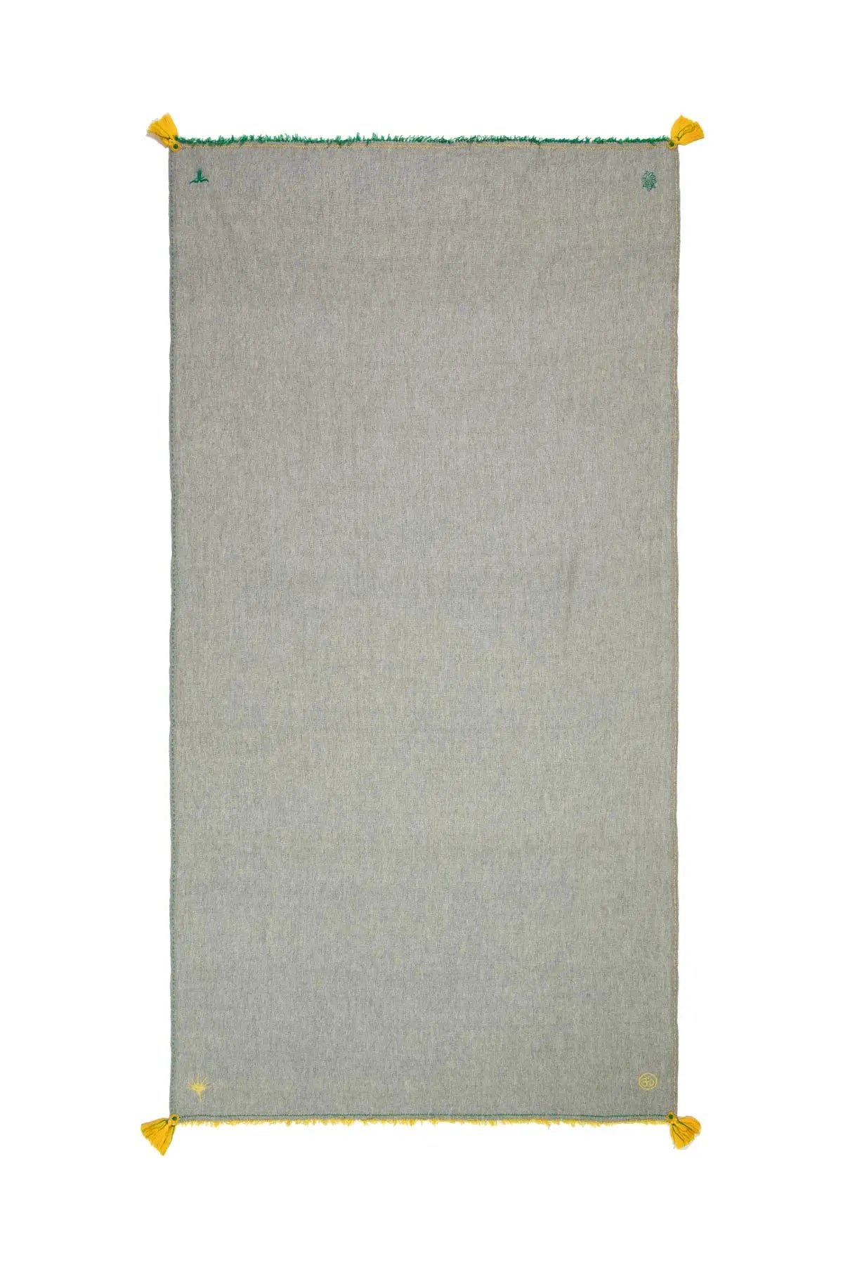 Meditation Shawl - Mid Grey with Yellow Tassels The Holy Goat