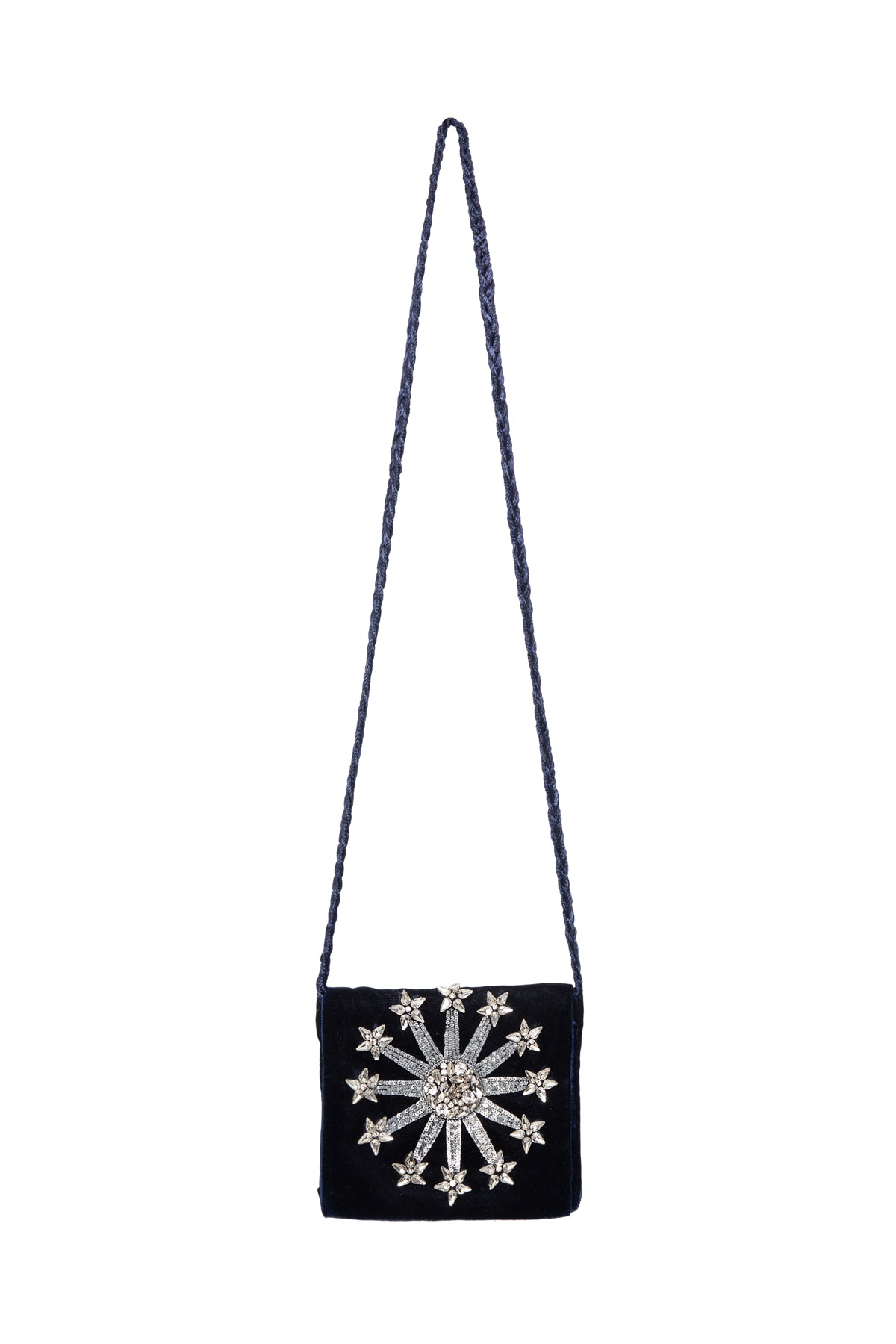 Star Crystal Velvet Bag - Black