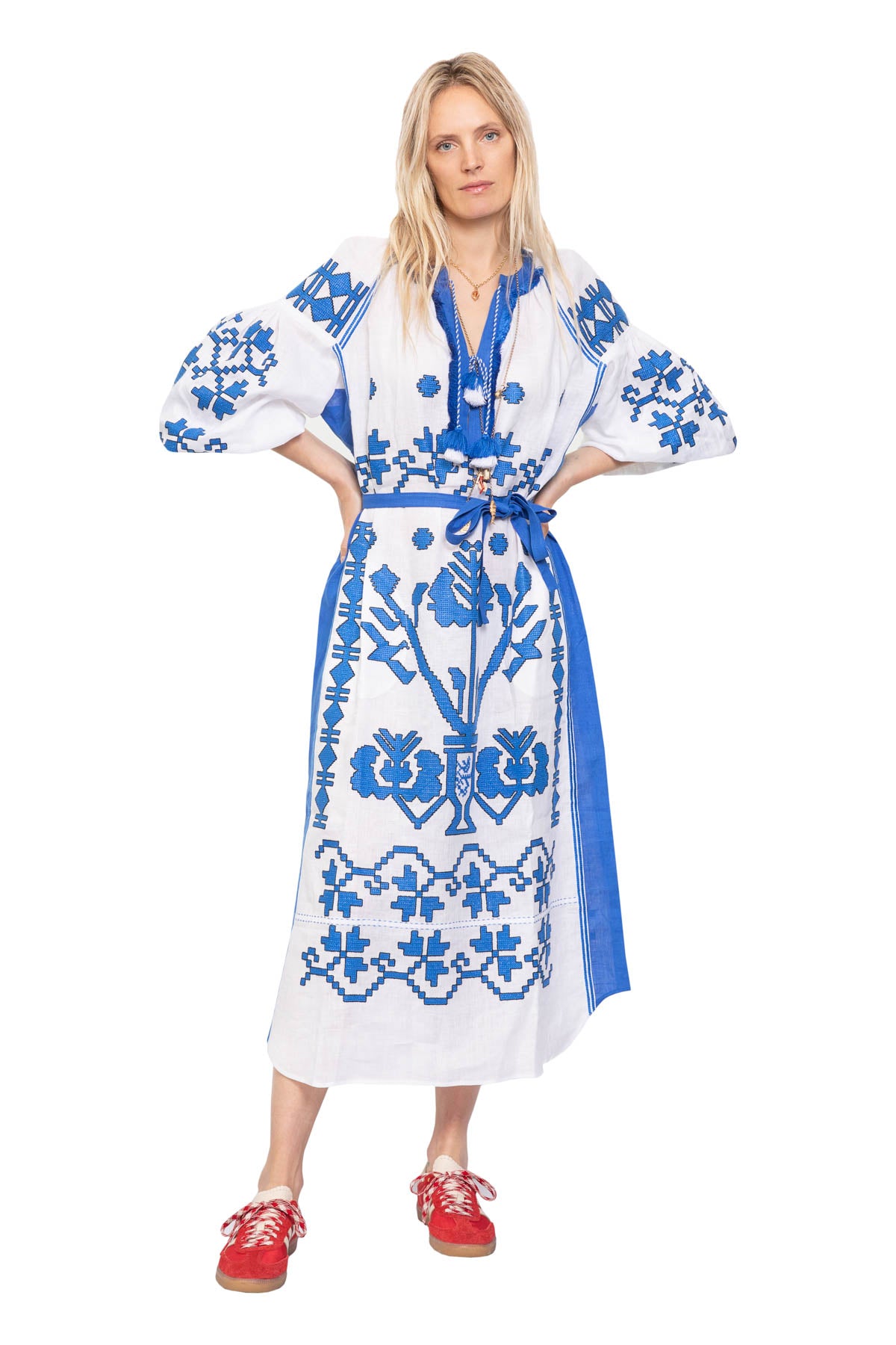 Tree Of Life Dress - Blue & White