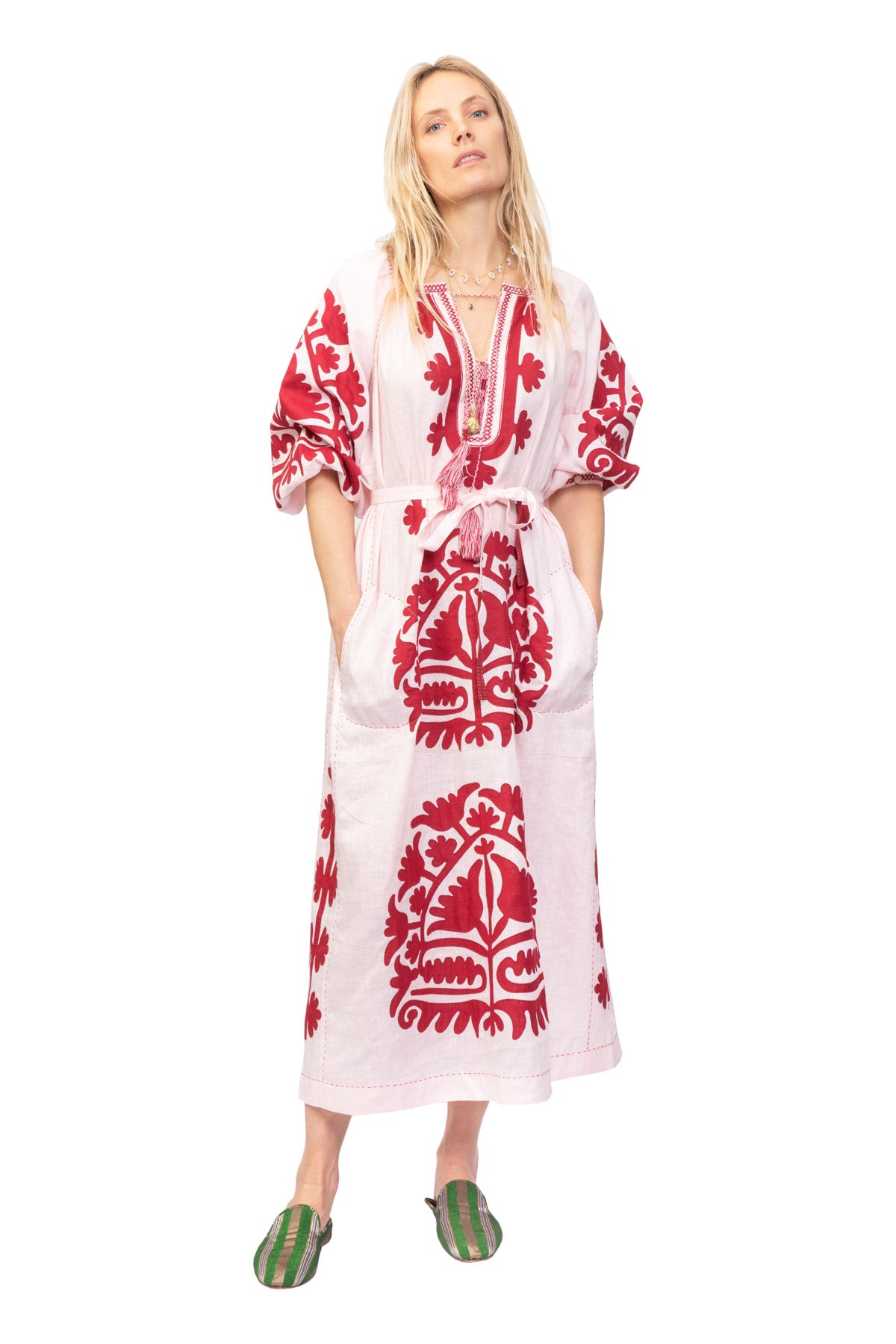 Shalimar Dress - Pink & Dark Red