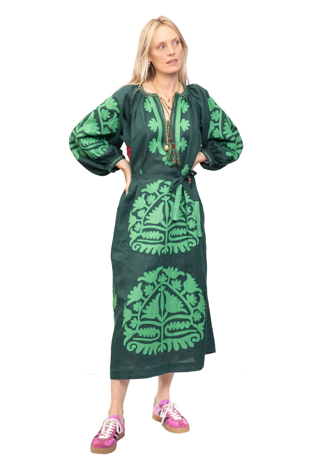 Shalimar Dress - Emerald & Neon Green