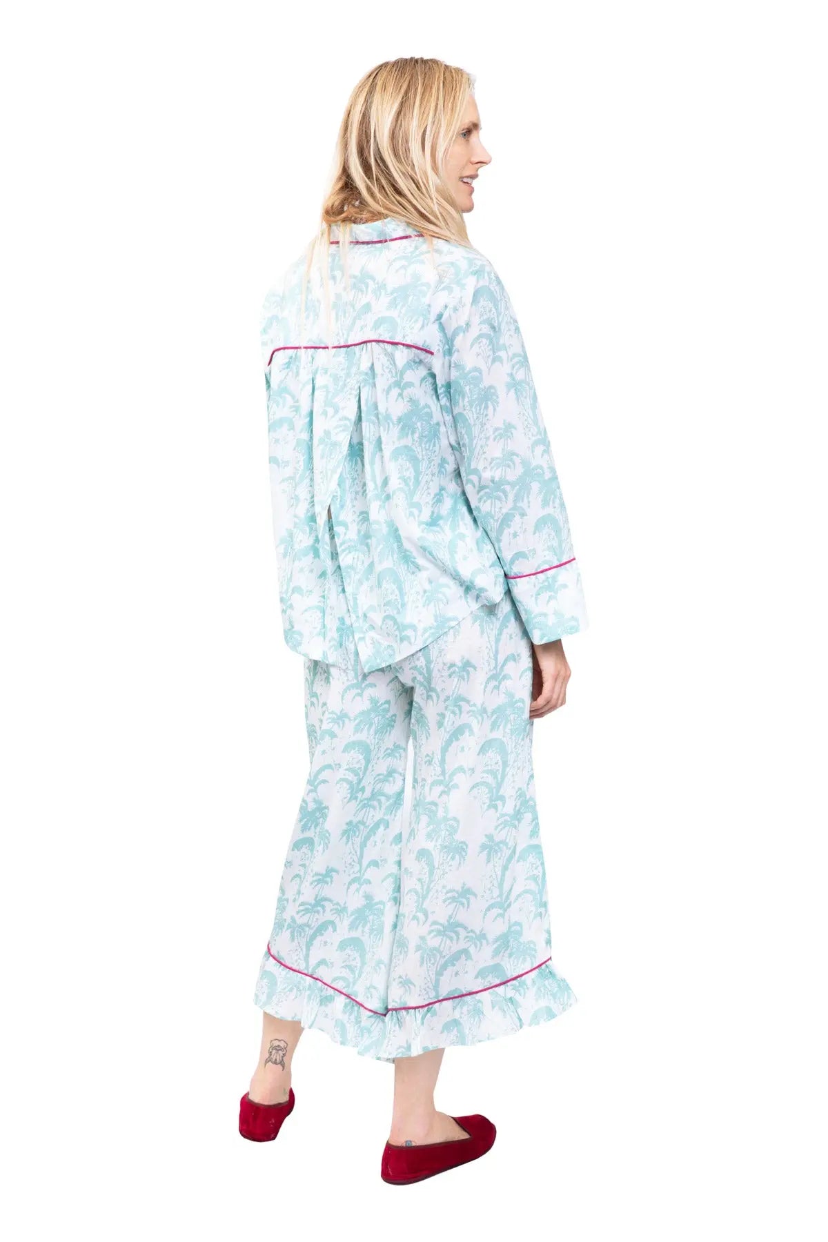 Frill Women's Cotton Pyjamas - Turquoise Debonnaire