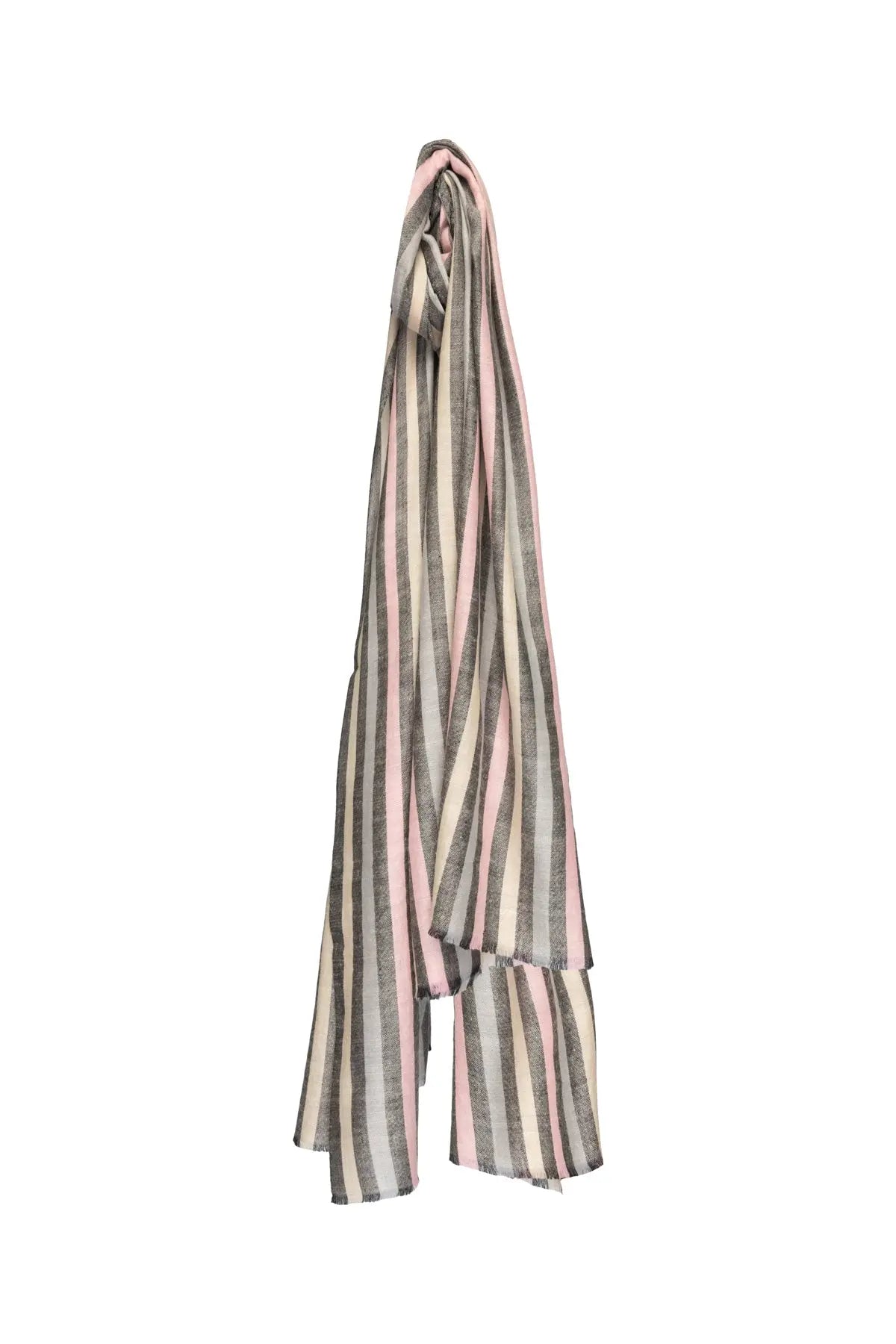 Multi stripe Pashmina Shawl- Pink, Black & Grey Debonnaire