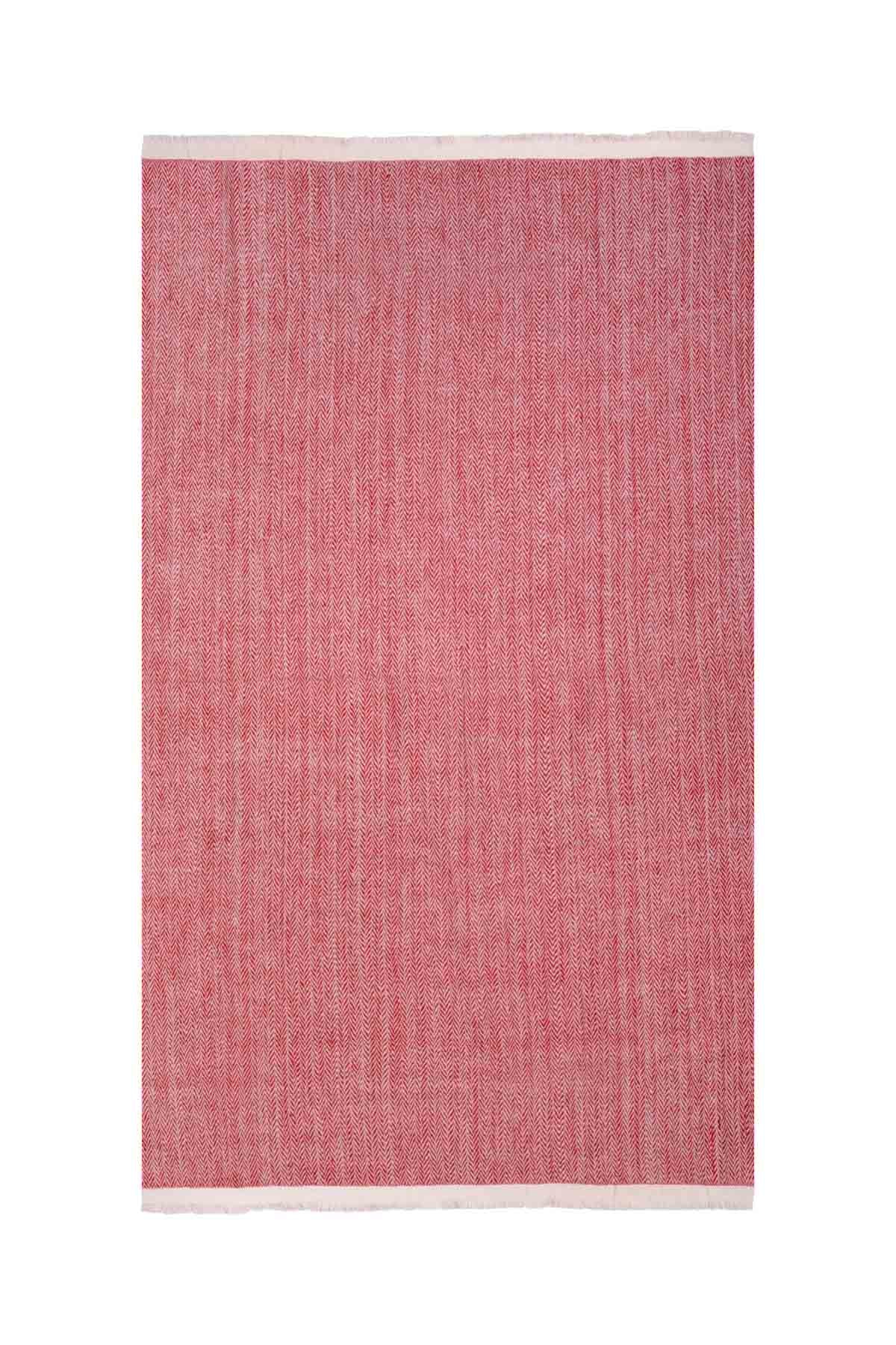 Herringbone Cashmere Blanket - Red & White Debonnaire