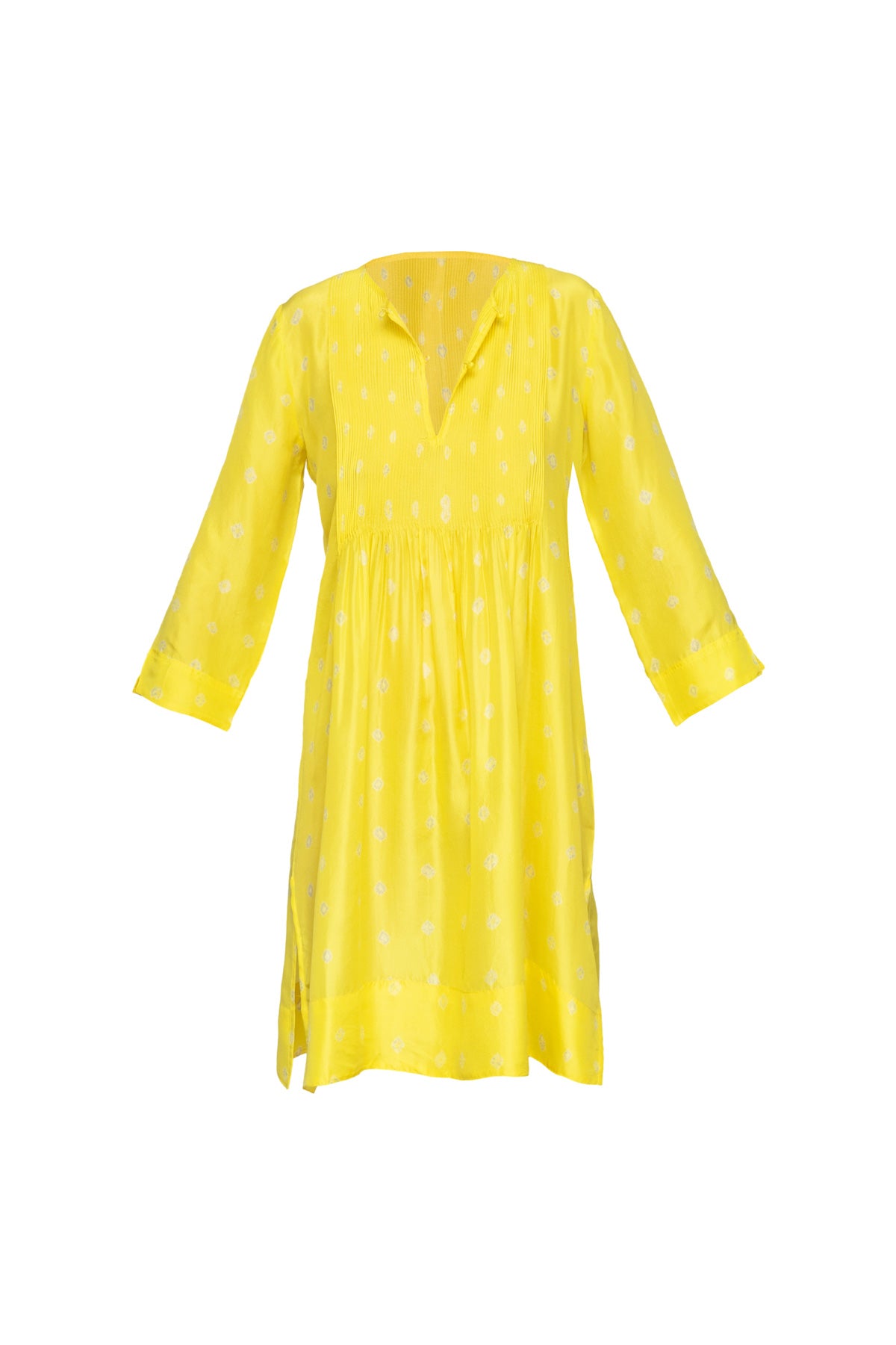 Heidi Silk Short Dress - Lemon