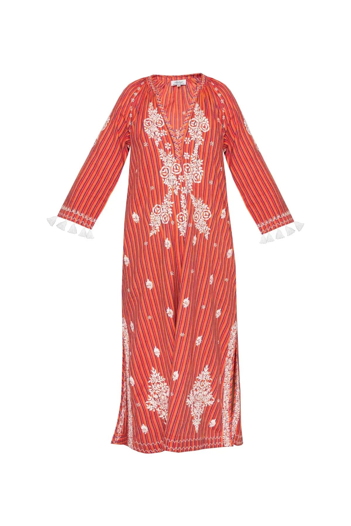 Berber Cotton Dress - Mandarin Stripes Ahilaya