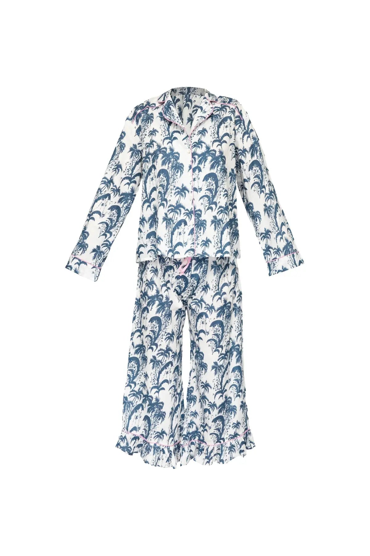 Frill Women's Cotton Pyjamas - Dark Blue Debonnaire