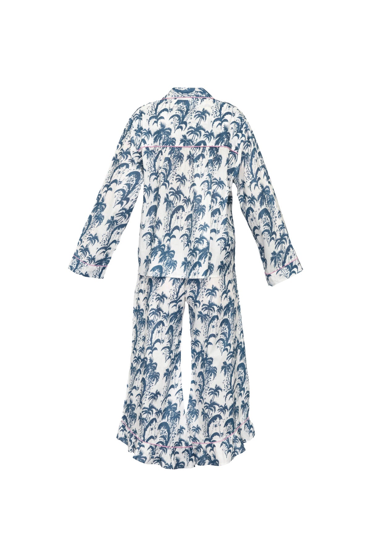 Frill Women's Cotton Pyjamas - Dark Blue