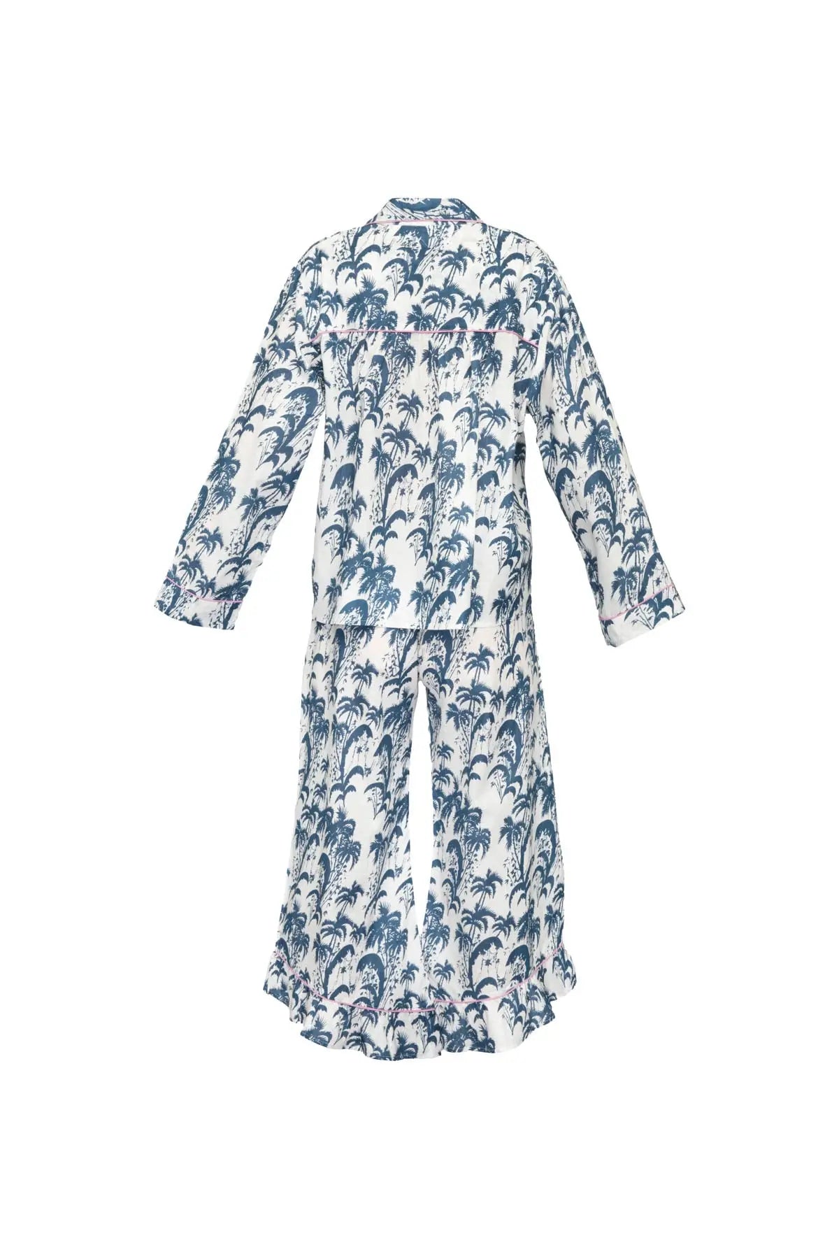 Frill Women's Cotton Pyjamas - Dark Blue Debonnaire