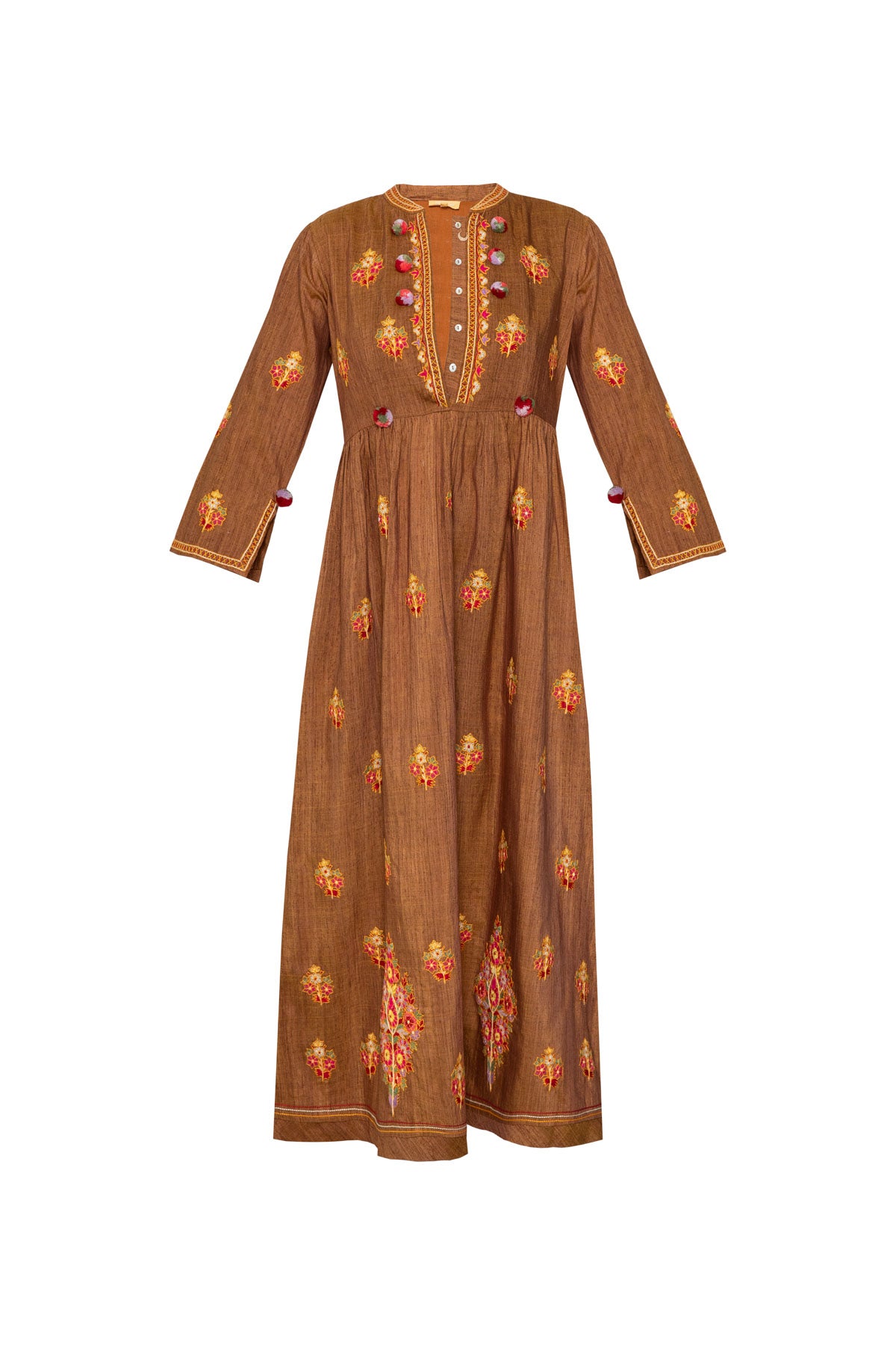 Hermitage Handloom Tweed Silk Dress - Patchouli